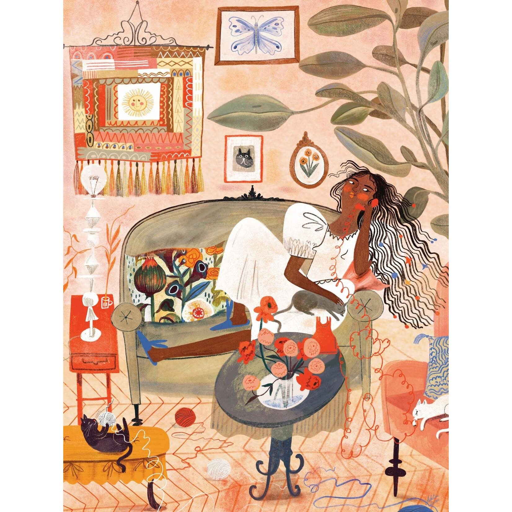 New York Puzzle Co Adelina Lirius - Cozy Night In 500 Piece Puzzle