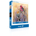 New York Puzzle Co Cornell Lab of Ornithology, The - Pine Grosbeaks 500 Piece Puzzle