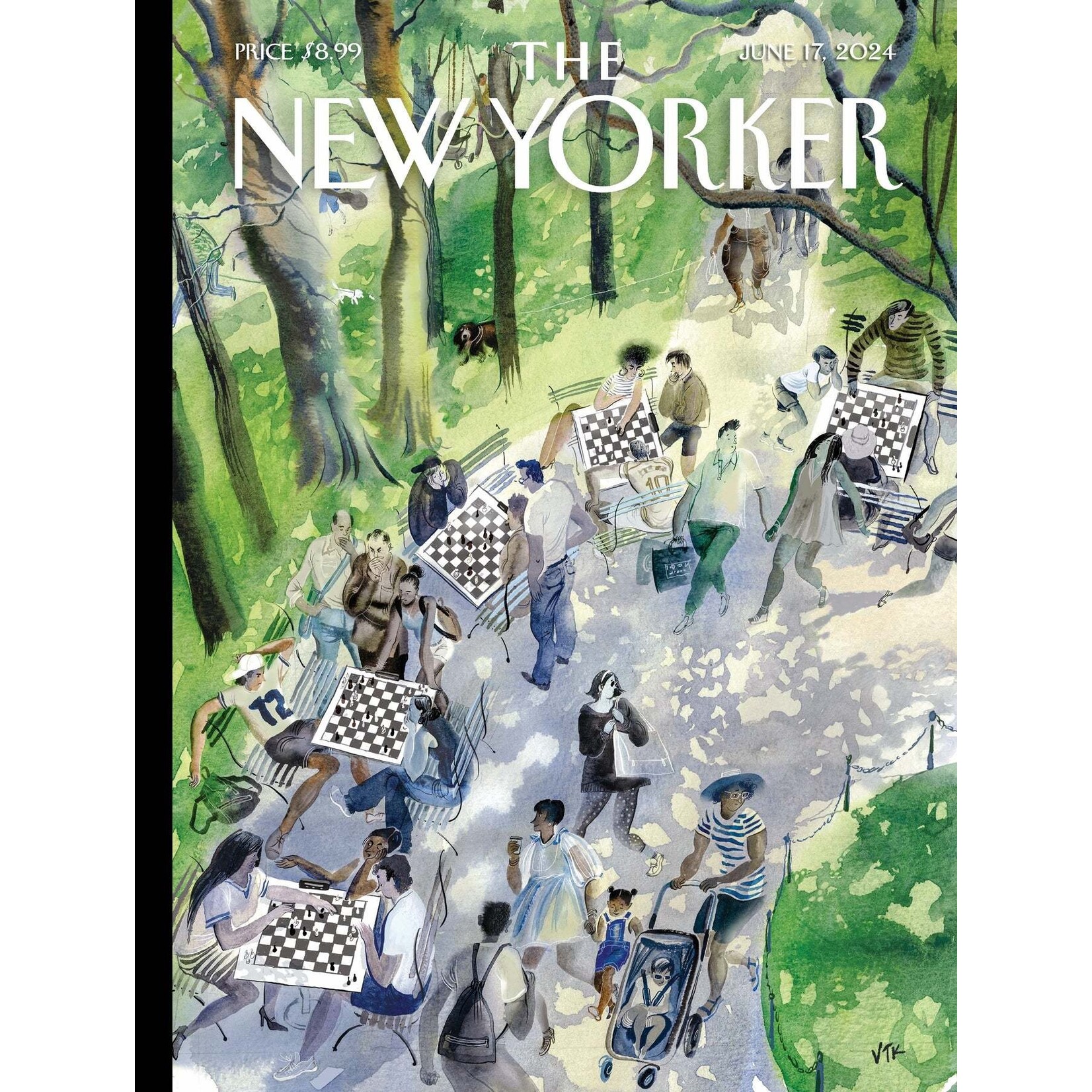 New York Puzzle Co New Yorker, The - Pawns in the Park 1000 Piece Puzzle
