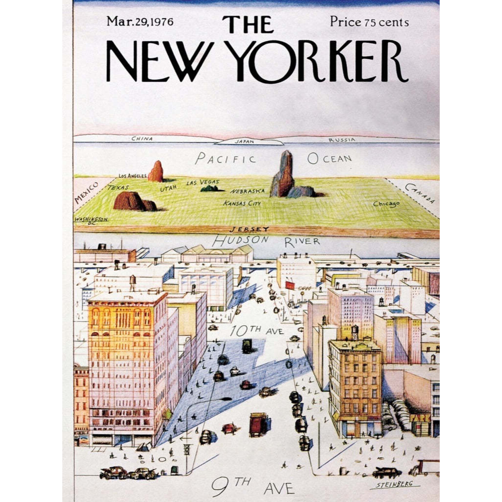 New York Puzzle Co New Yorker, The - View of the World 1000 Piece Puzzle