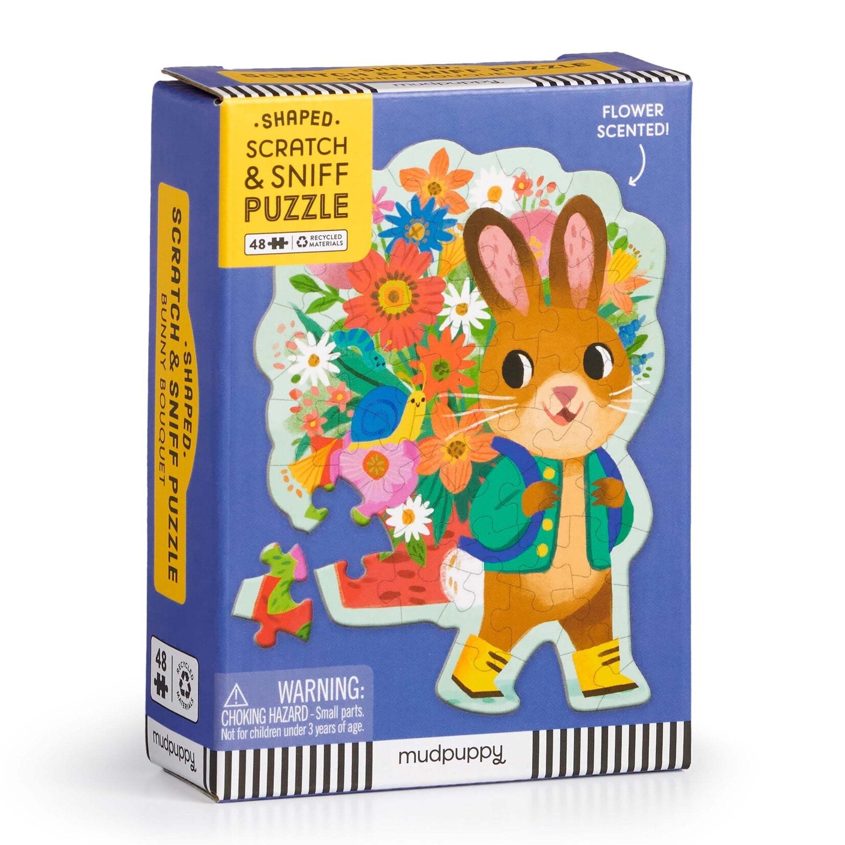 Mudpuppy Scratch and Sniff - Bunny Bouquet 48 Piece Mini Puzzle