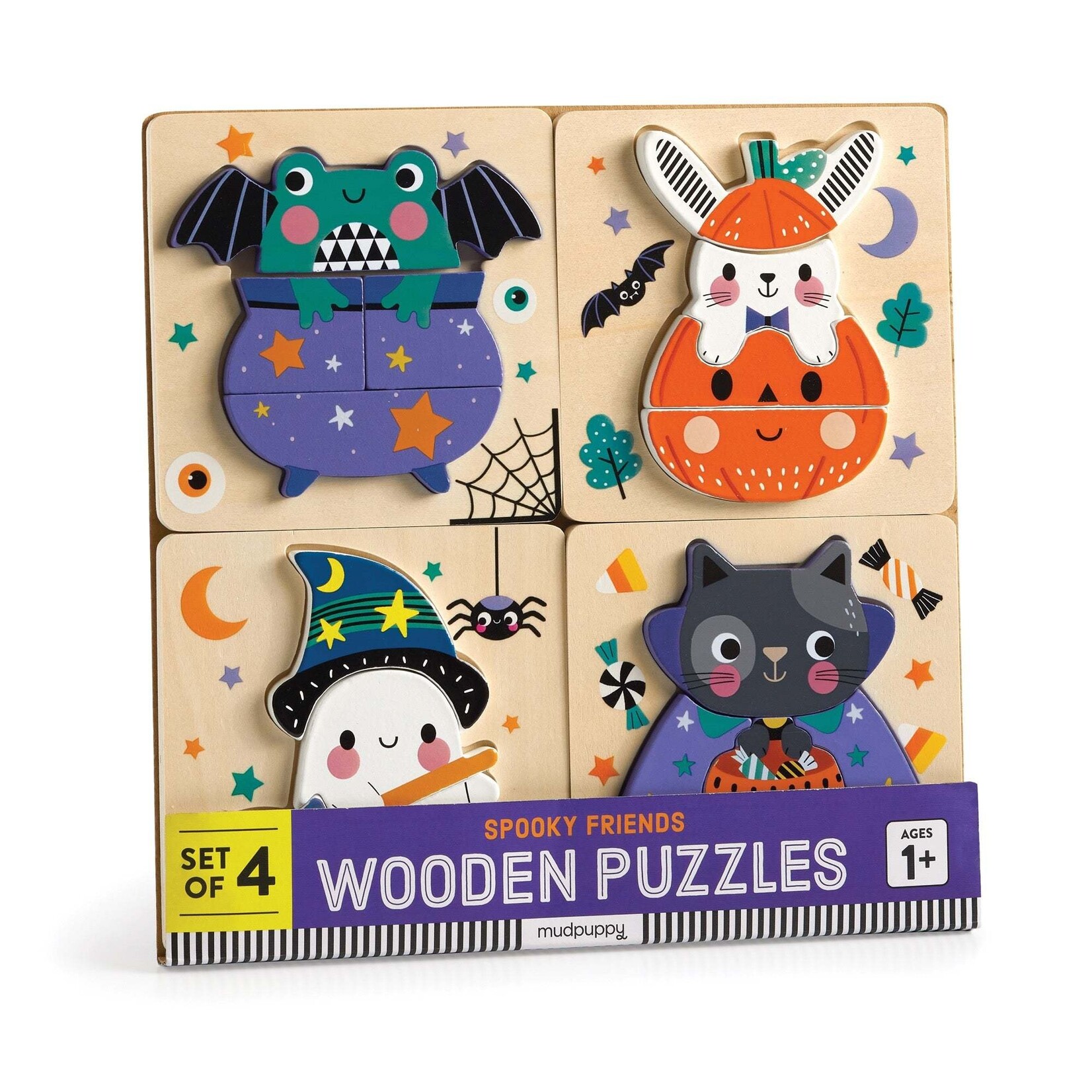 Mudpuppy Spooky Friends Set of 4 Wood Puzzles