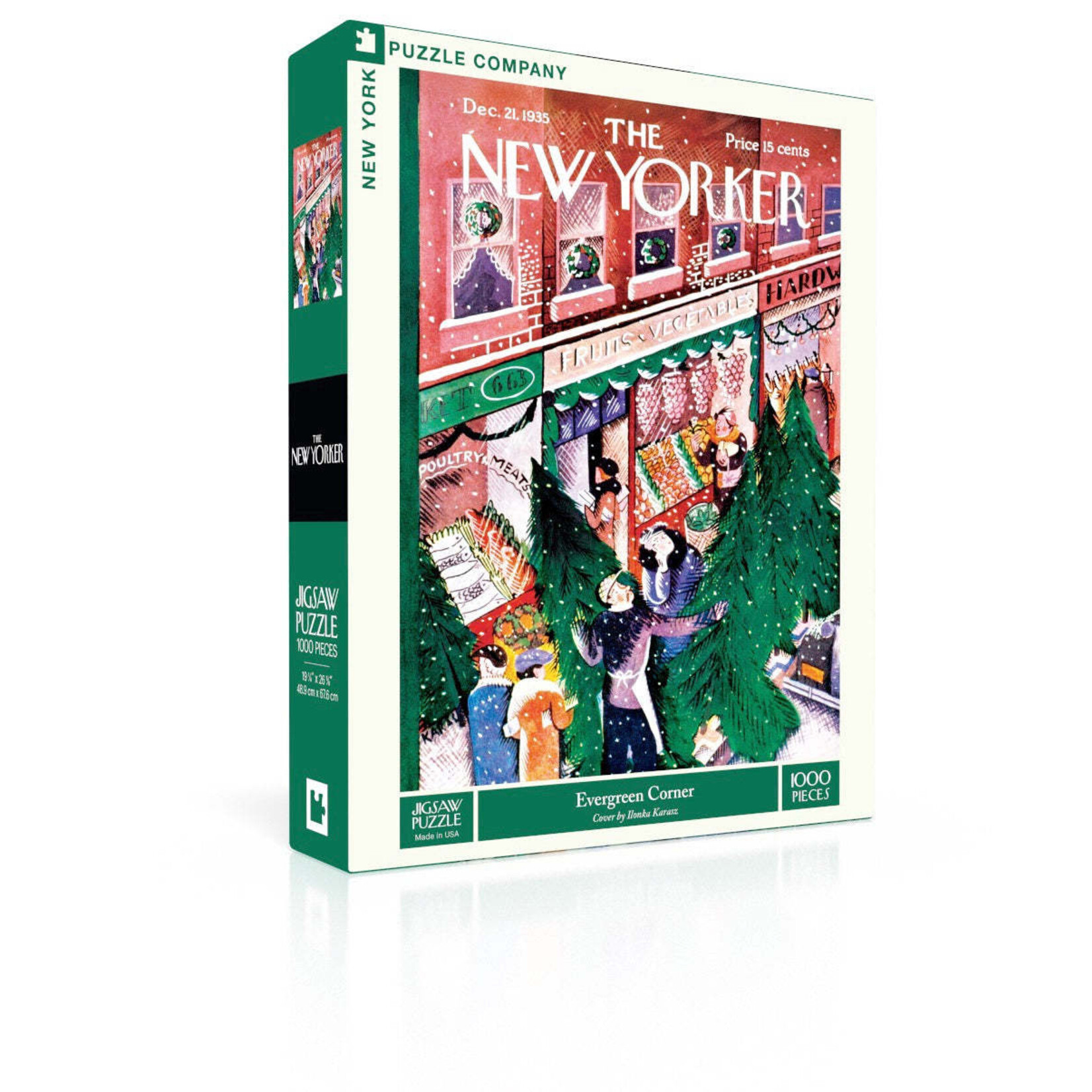 New York Puzzle Co New Yorker, The - Evergreen Corner 1000 Piece Puzzle