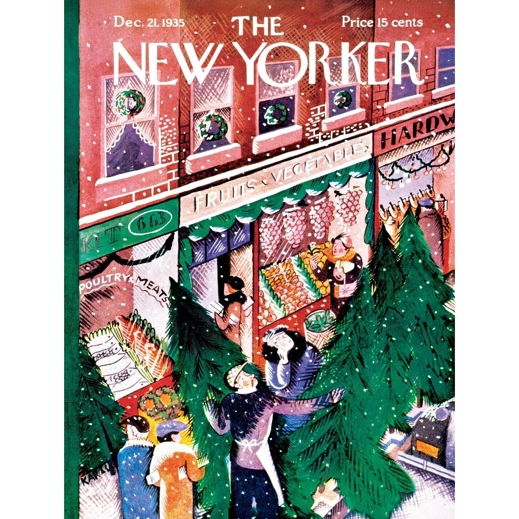 New York Puzzle Co New Yorker, The - Evergreen Corner 1000 Piece Puzzle