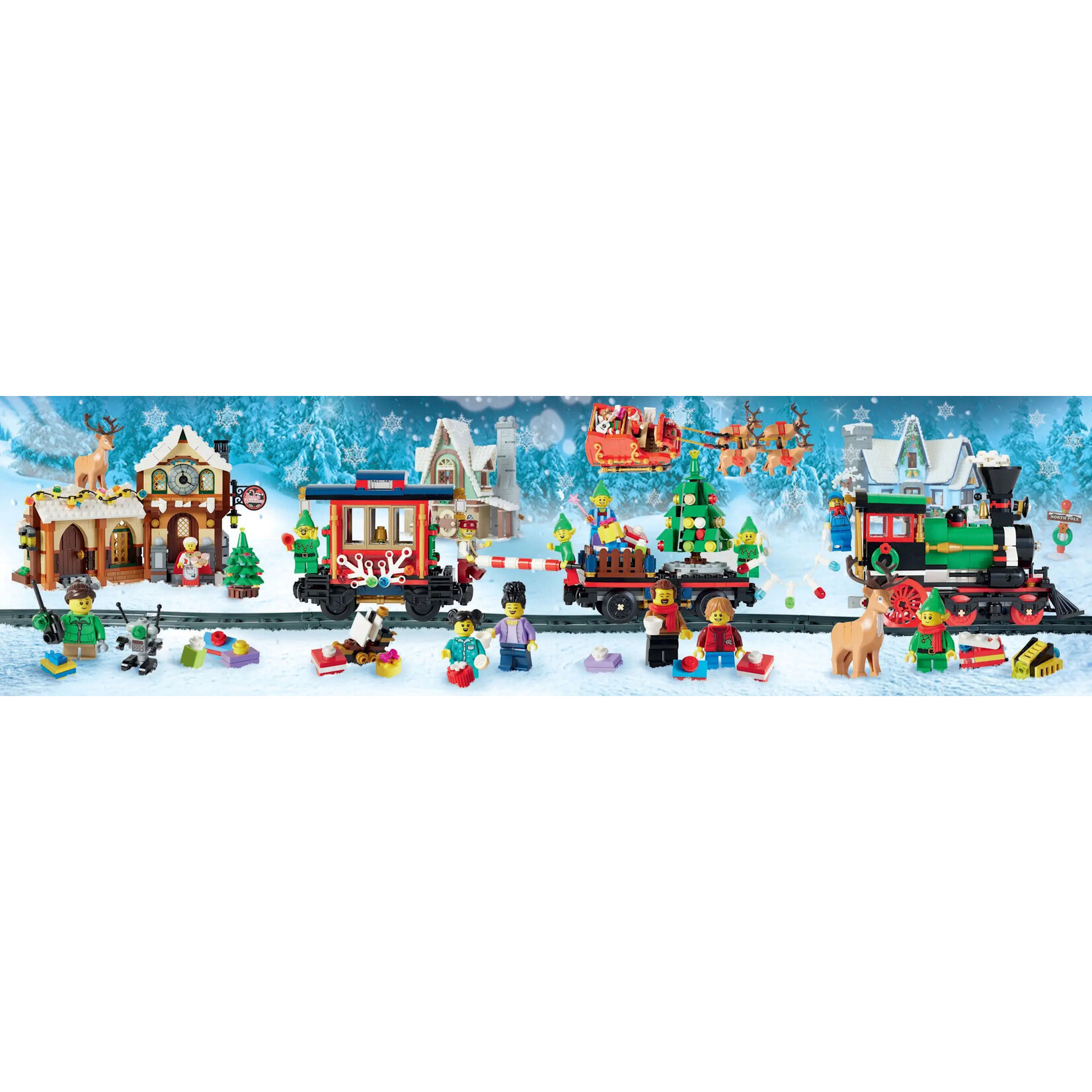 Chronicle Books LEGO Christmas Train Puzzle - Four 100 Piece Puzzles