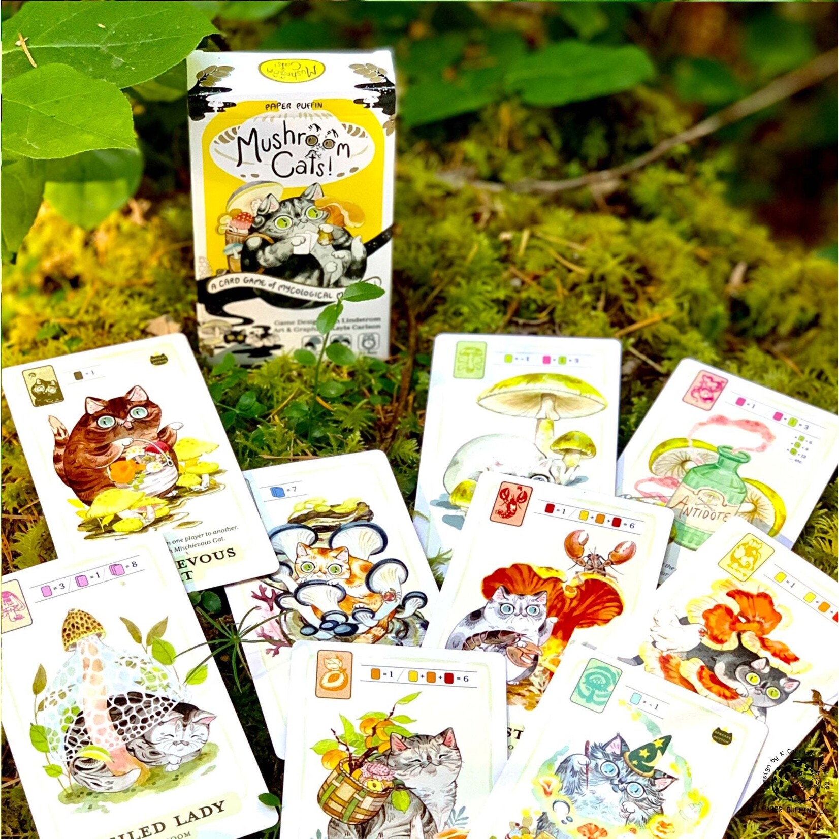 Paper Puffin Mushroom Cats! Card Game