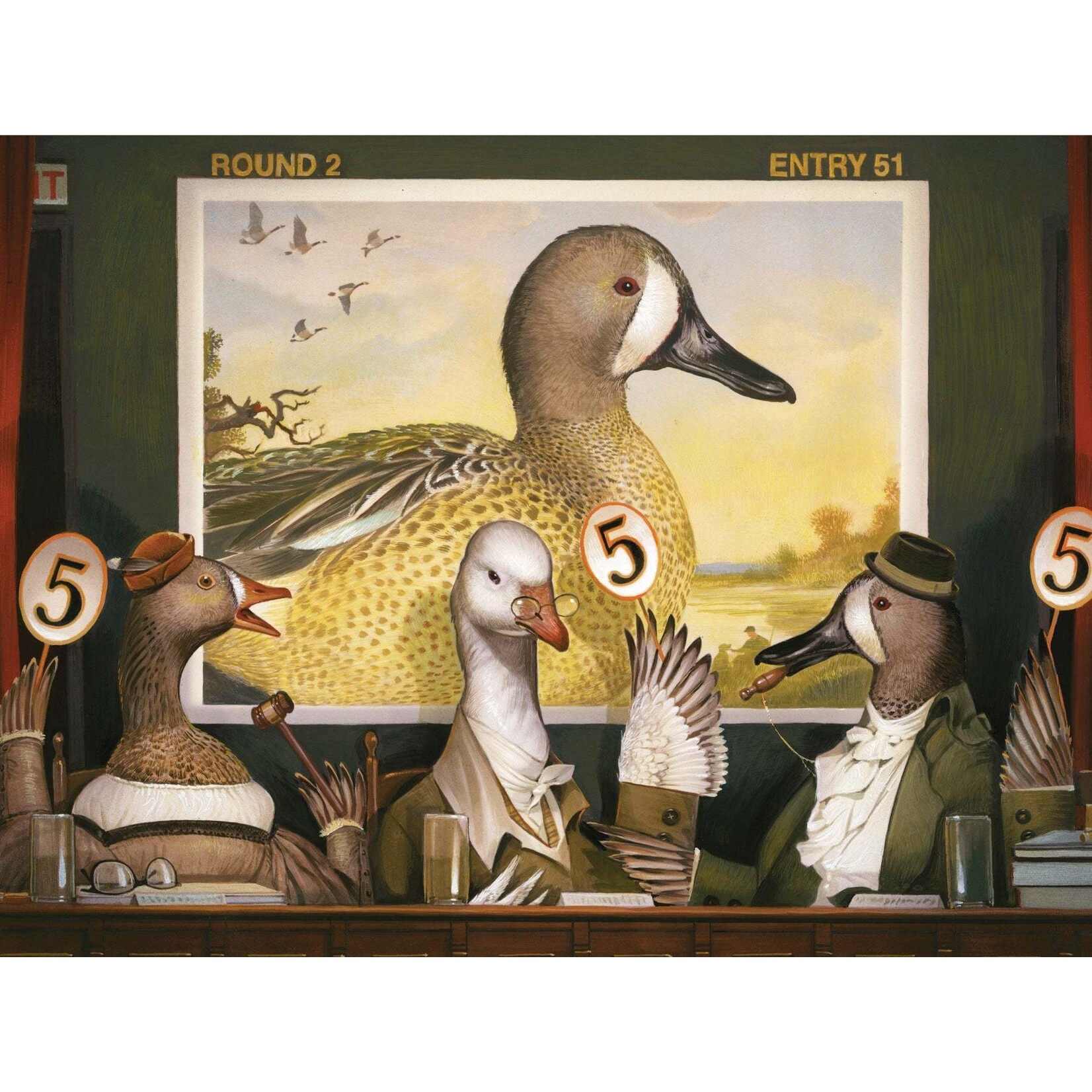 New York Puzzle Co Bill Mayer Studio - Duck Judges 1000 Piece Jigsaw Puzzle