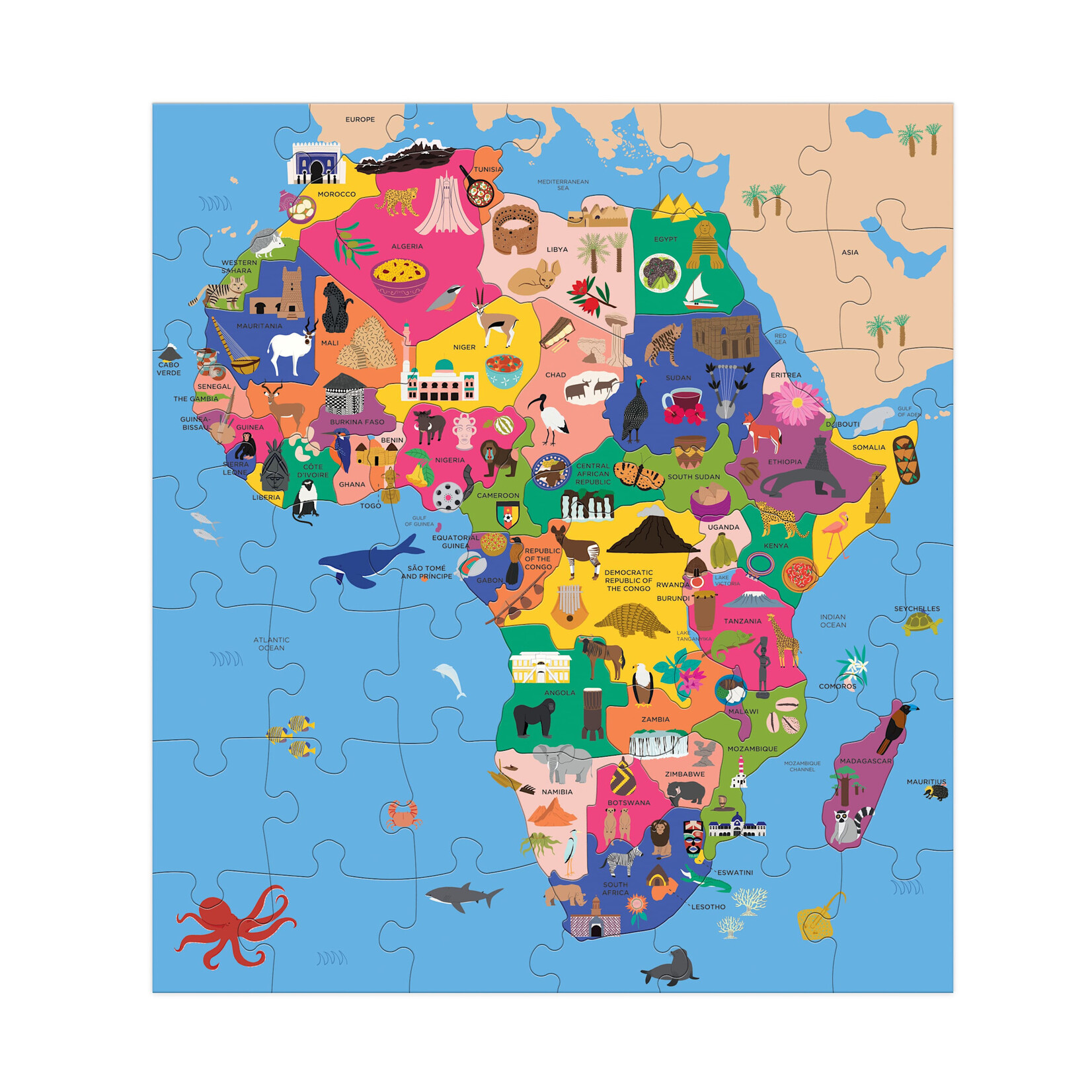 Mudpuppy Geography Puzzle - Map Of Africa 70 Pieces