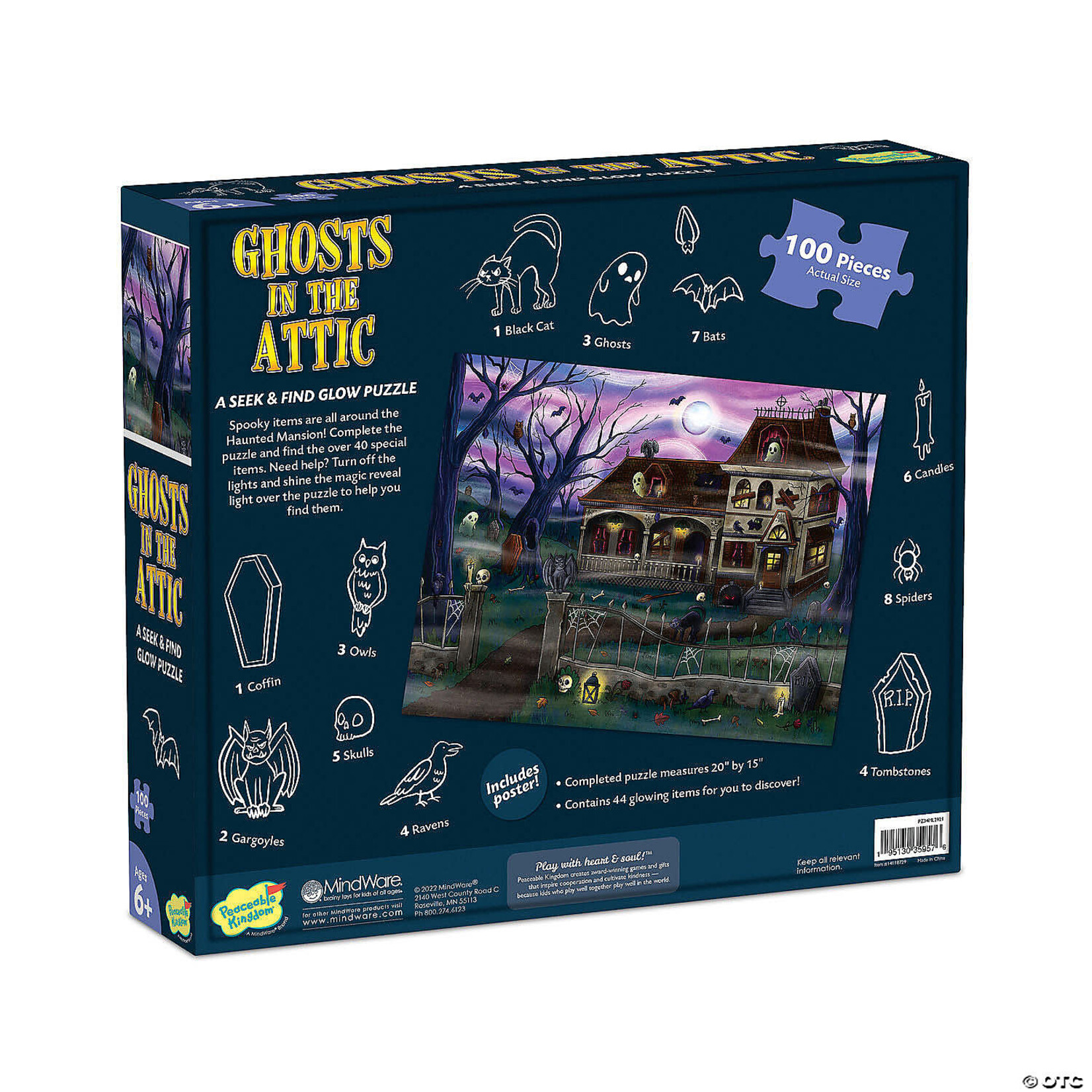 Peaceable Kingdom Ghosts in the the Attic: A Seek & Find Glow Puzzle
