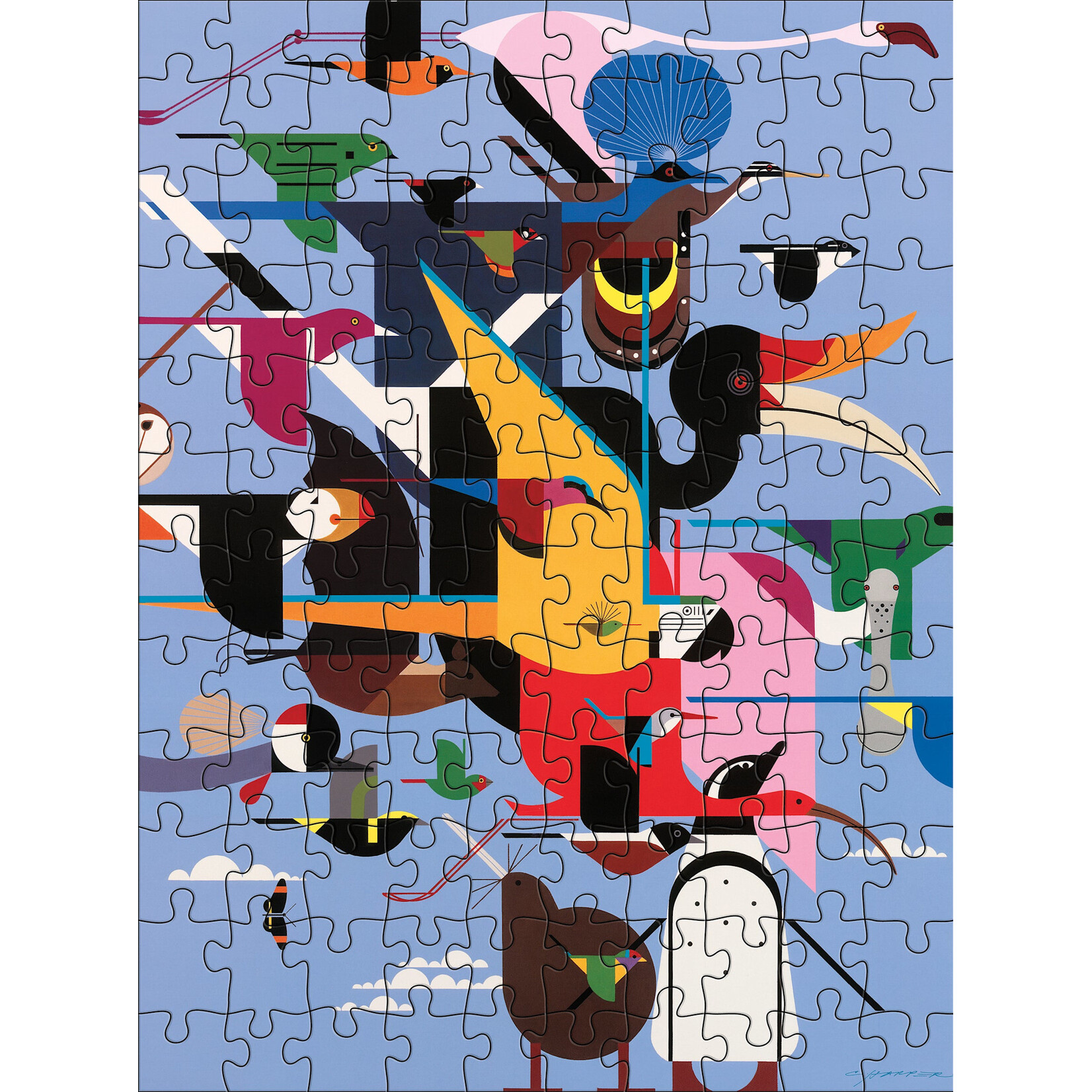 Pomegranate Charley Harper 120-Piece Double-Sided Jigsaw Puzzle Set