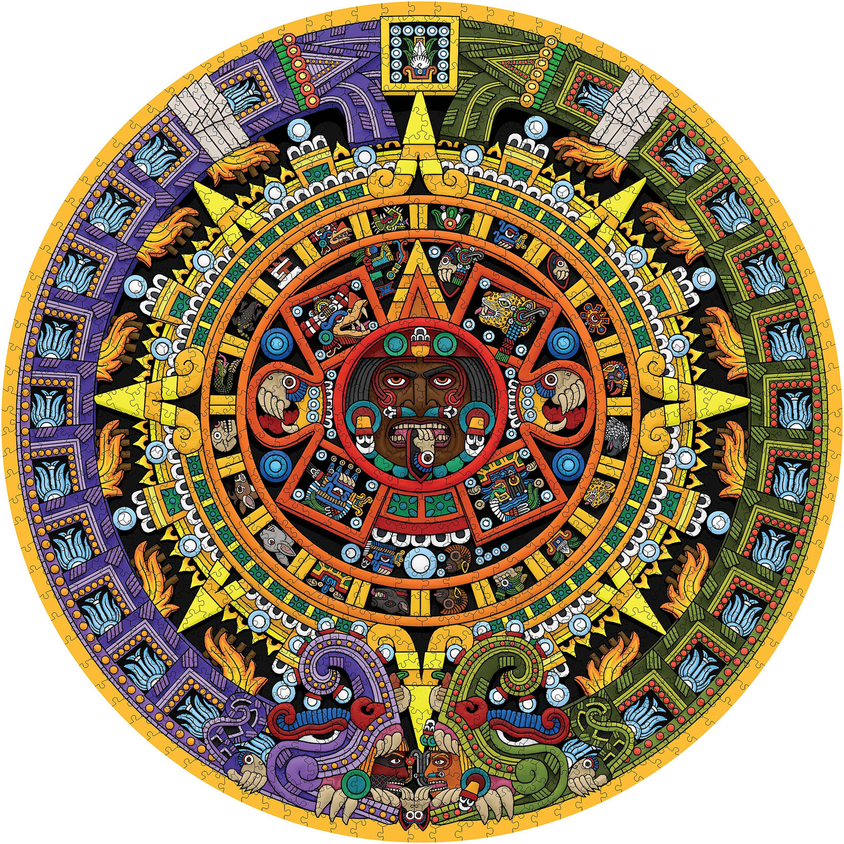 Pomegranate Michael Angulo: Aztec Sun Stone 1000-Piece Circular Jigsaw Puzzle