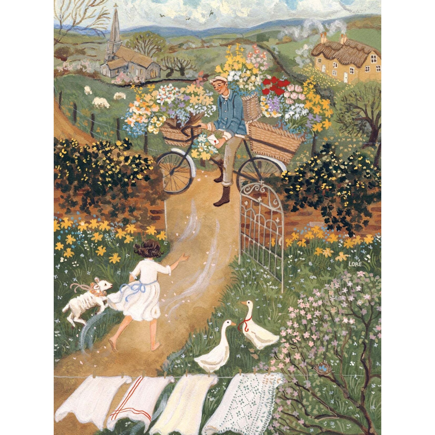 New York Puzzle Co Loré Pemberton - Delivering Spring 1000 Piece Puzzle