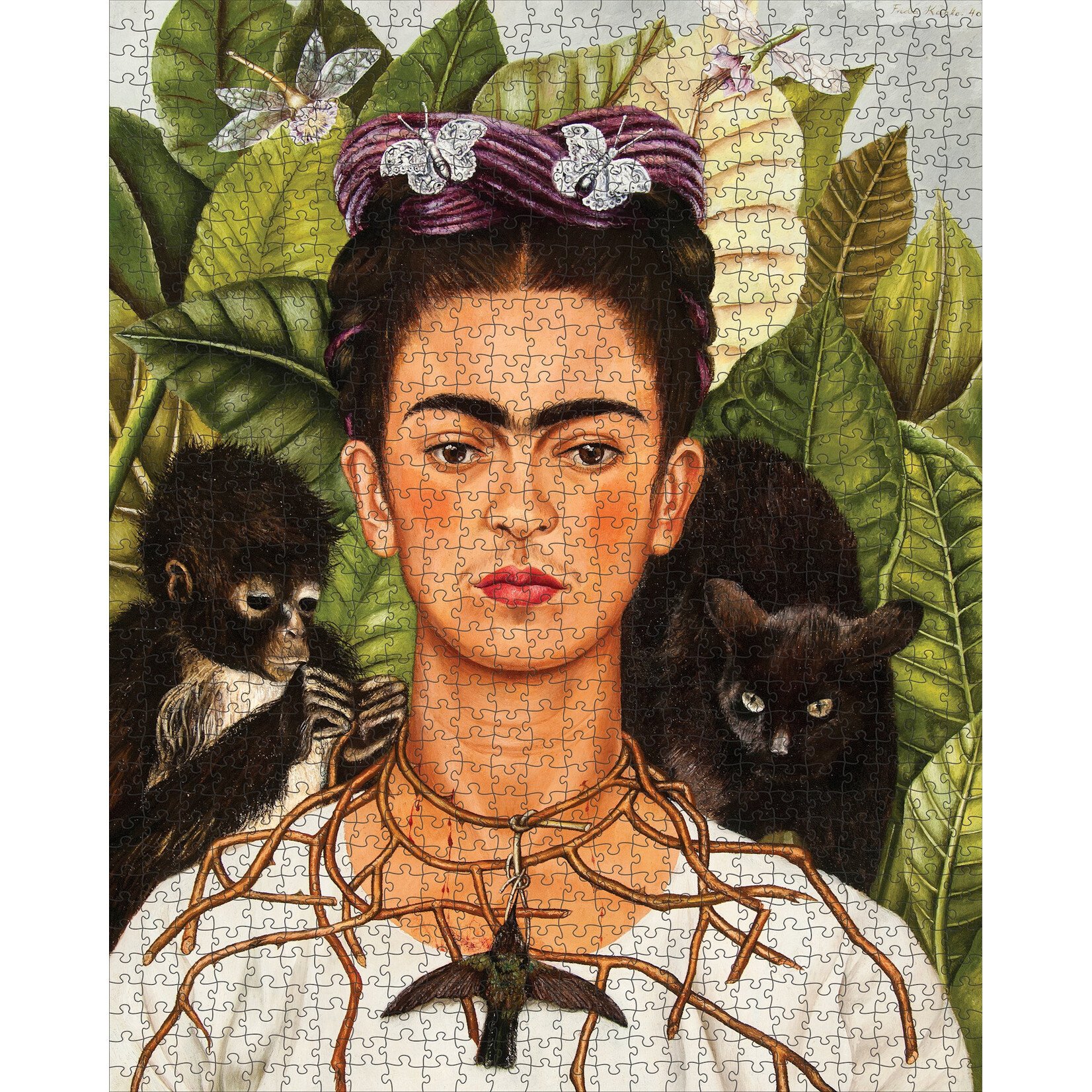 Pomegranate Frida Kahlo: Self-Portrait with Thorn Necklace and Hummingbird 1000 Piece Jigsaw Puzzle