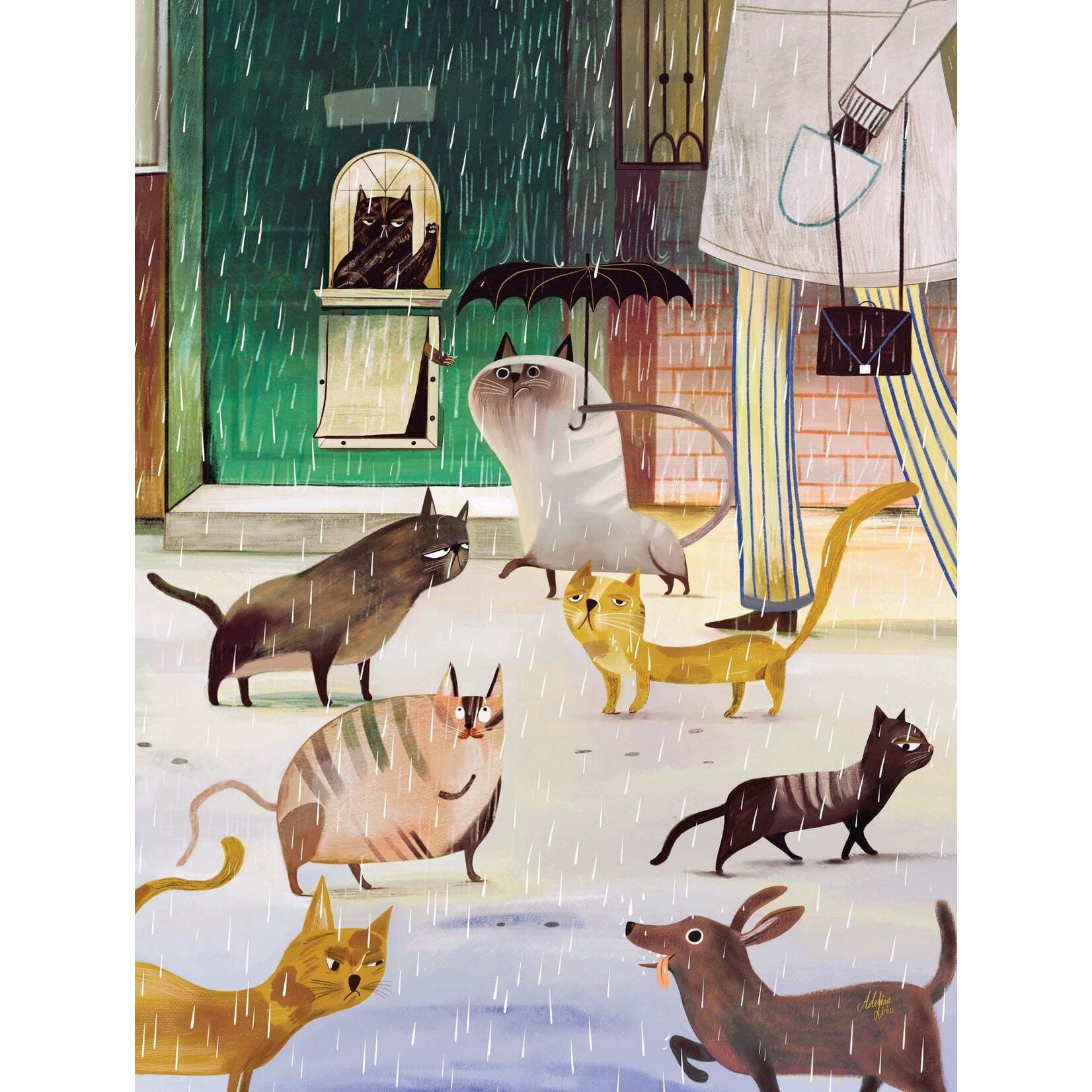 New York Puzzle Co Adelina Lirius - A Rainy Day 500 Piece Puzzle