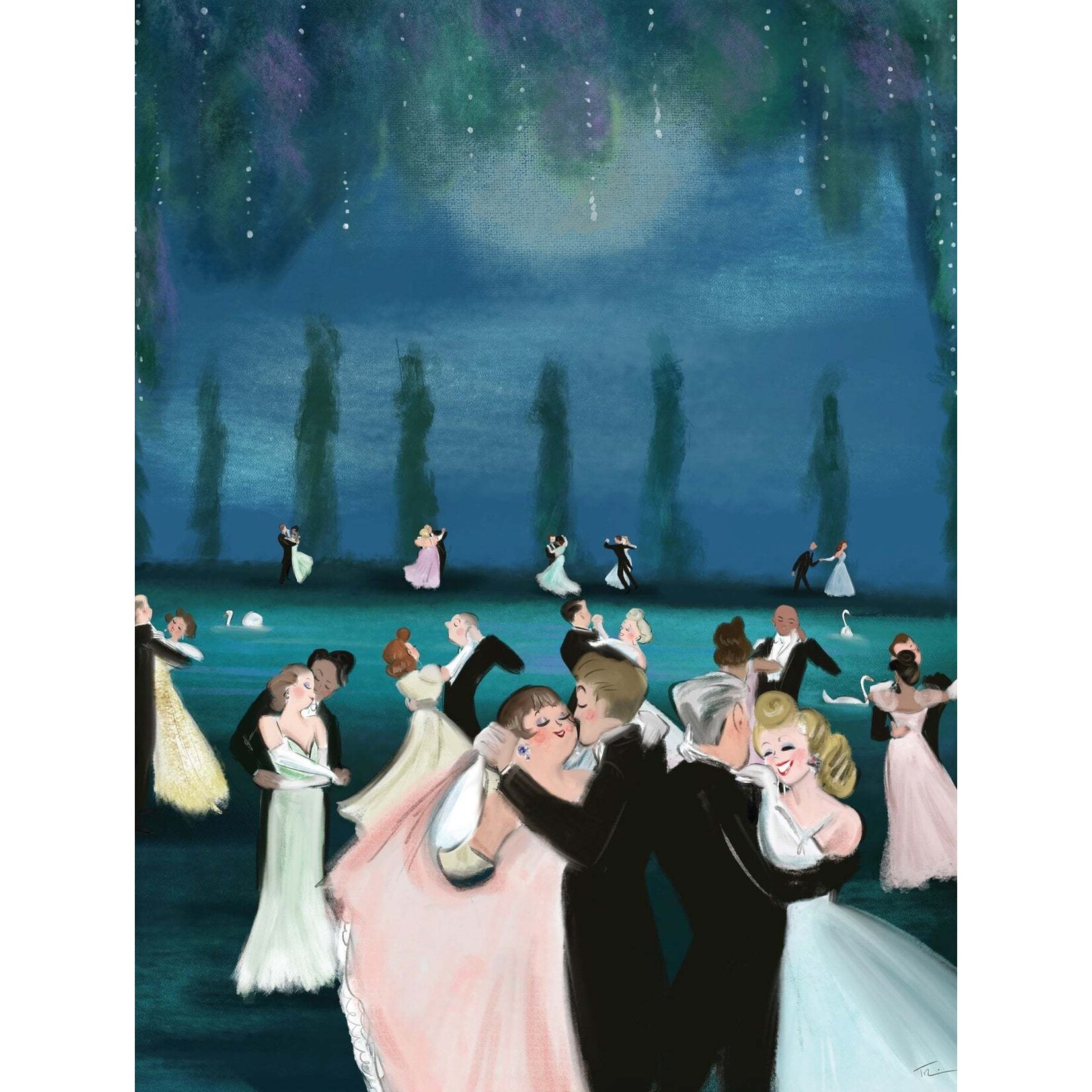 New York Puzzle Co Tug Rice - Moonlit Dance 500 Piece Puzzle