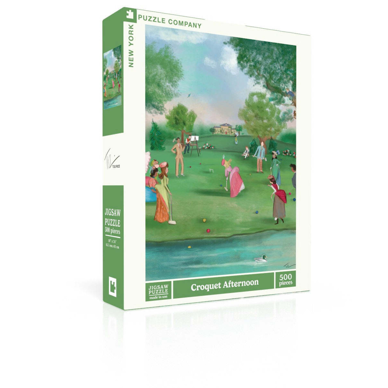 New York Puzzle Co Tug Rice - Croquet Afternoon 500 Piece Puzzle