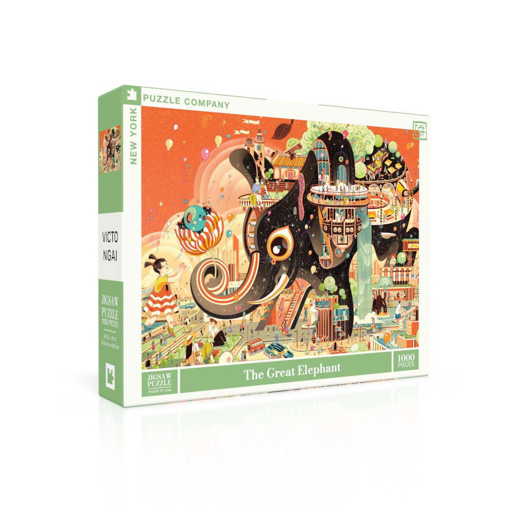New York Puzzle Co Victo Ngai - Great Elephant, The 1000 Piece Puzzle