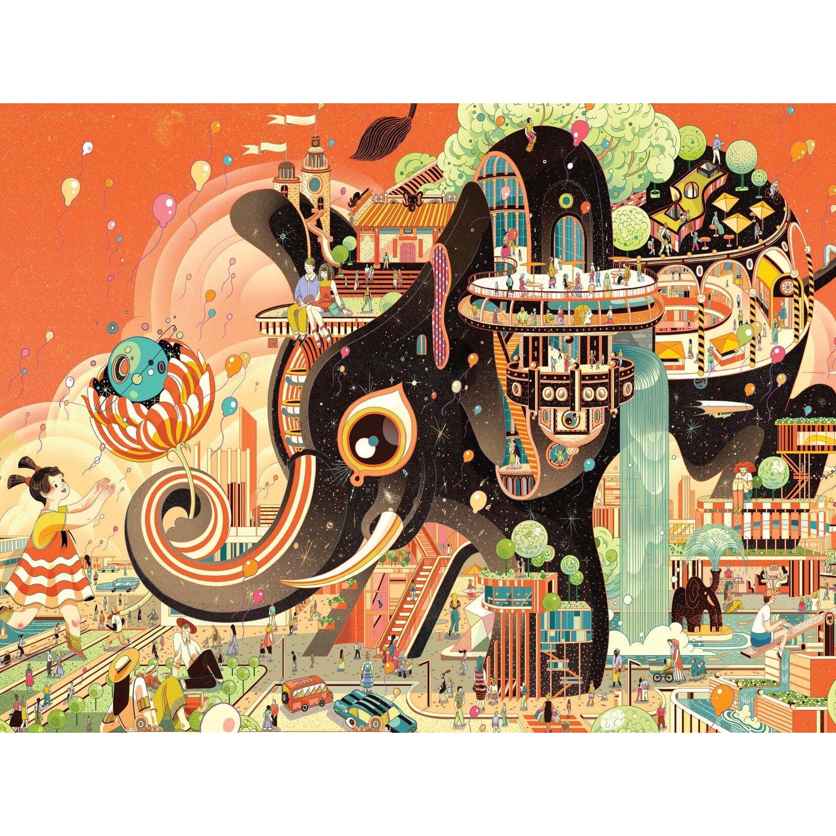 New York Puzzle Co Victo Ngai - Great Elephant, The 1000 Piece Puzzle