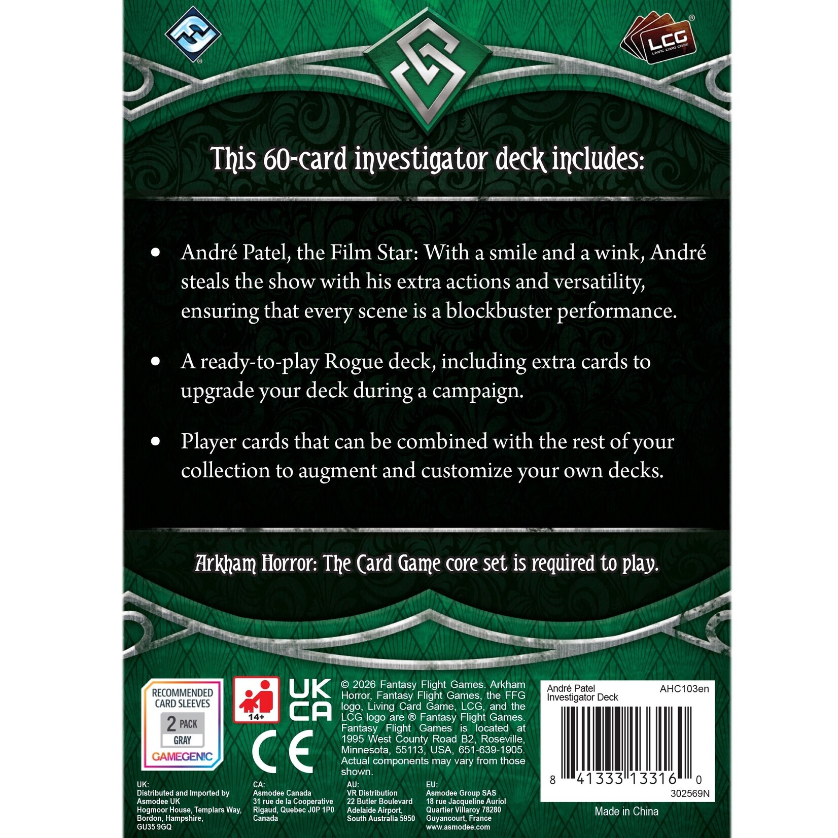 Fantasy Flight Games Arkham Horror: The Card Game Investigator Deck - André Patel