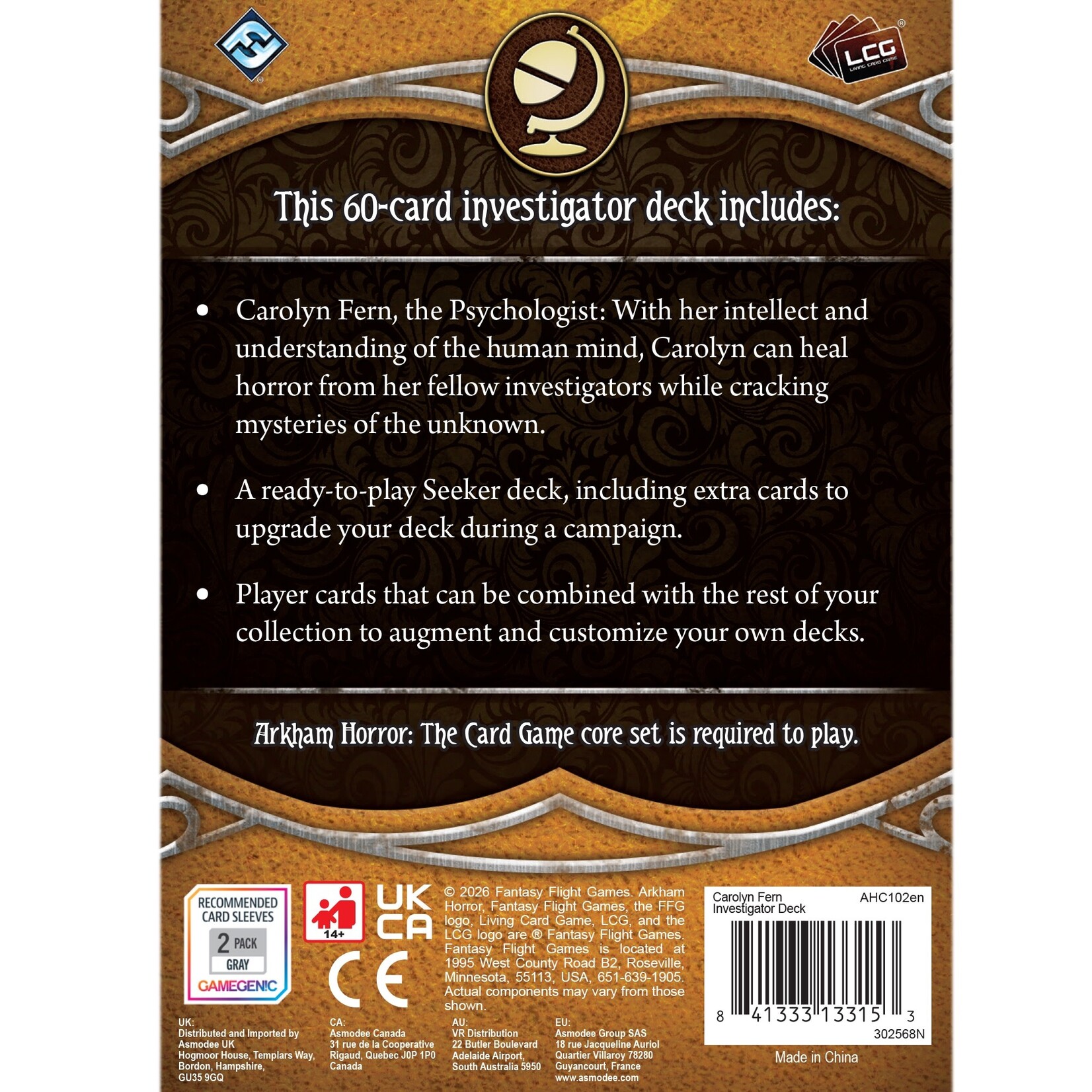 Fantasy Flight Games Arkham Horror: The Card Game Investigator Deck - Carolyn Fern