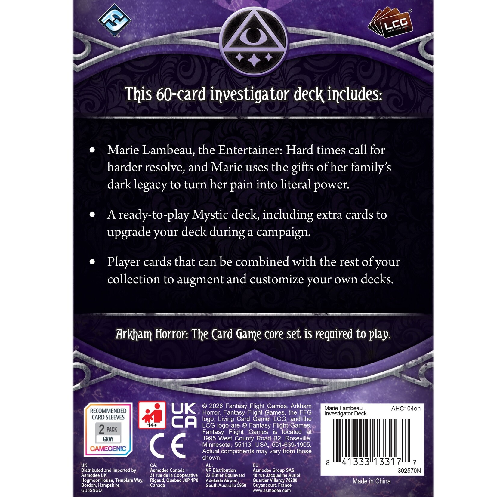 Fantasy Flight Games Arkham Horror: The Card Game Investigator Deck - Marie Lambeau