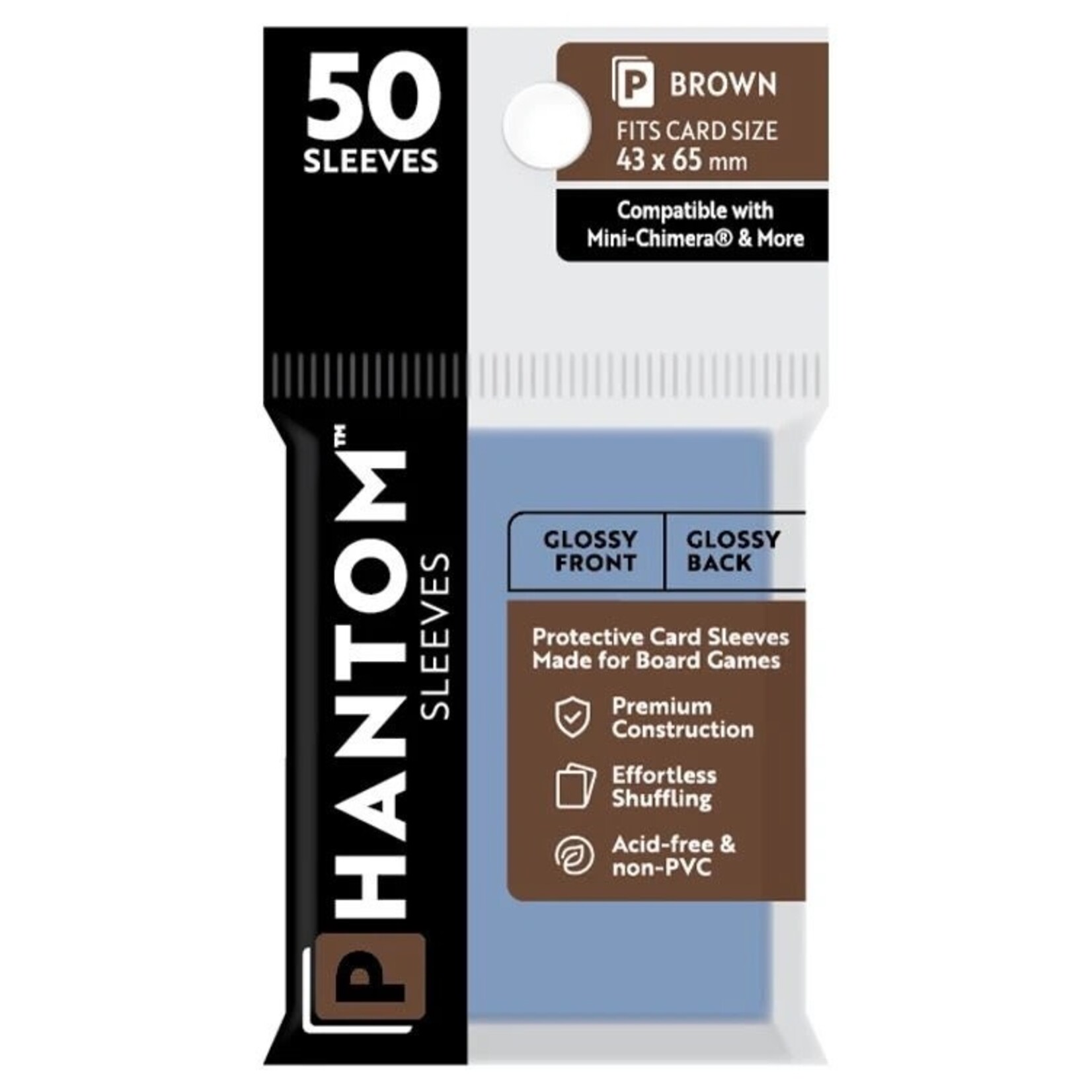 Phantom Sleeves Brown Sleeves (43mm x 65mm) - Gloss/Gloss (50)