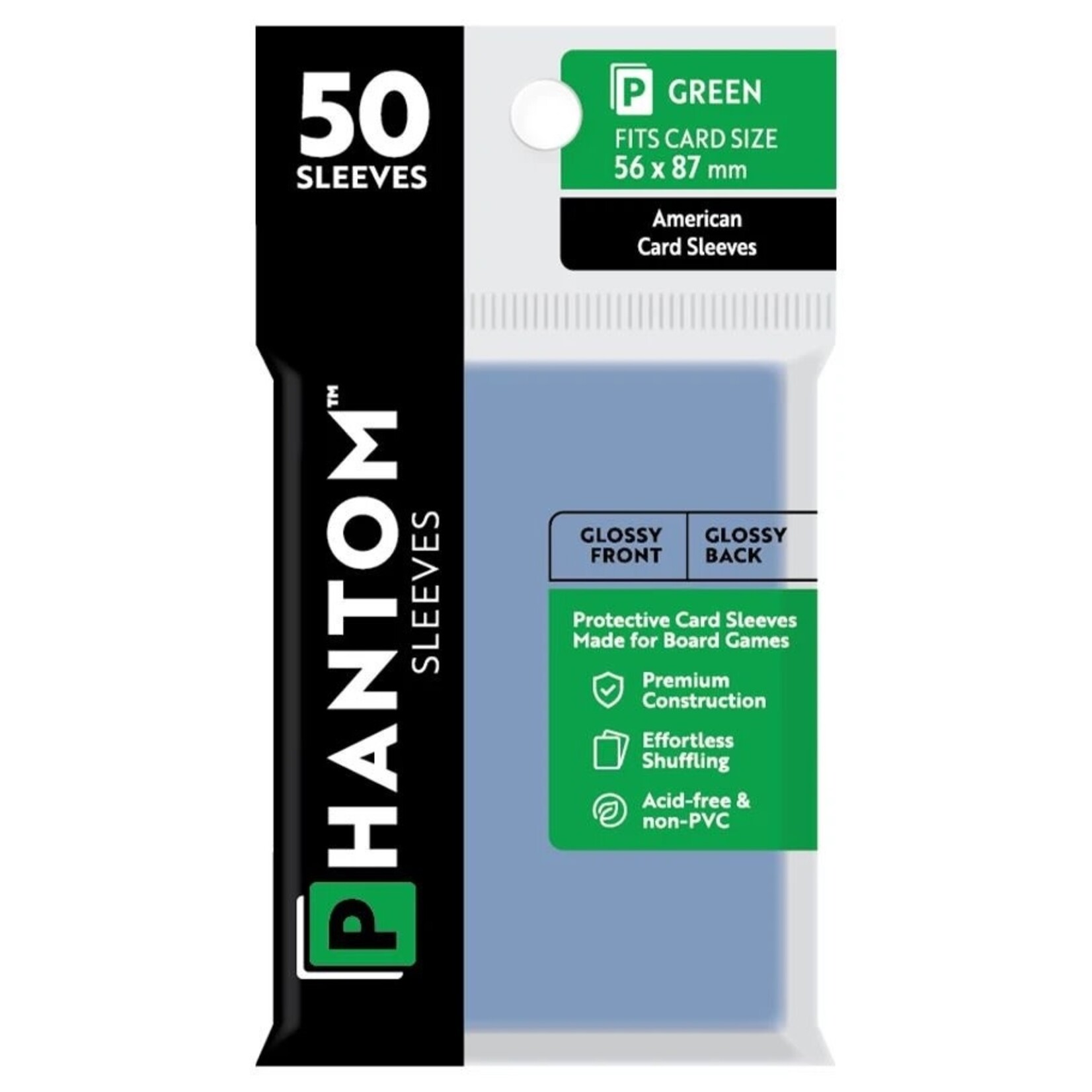 Phantom Sleeves Green Sleeves (56mm x 87mm) - Gloss/Gloss (50)