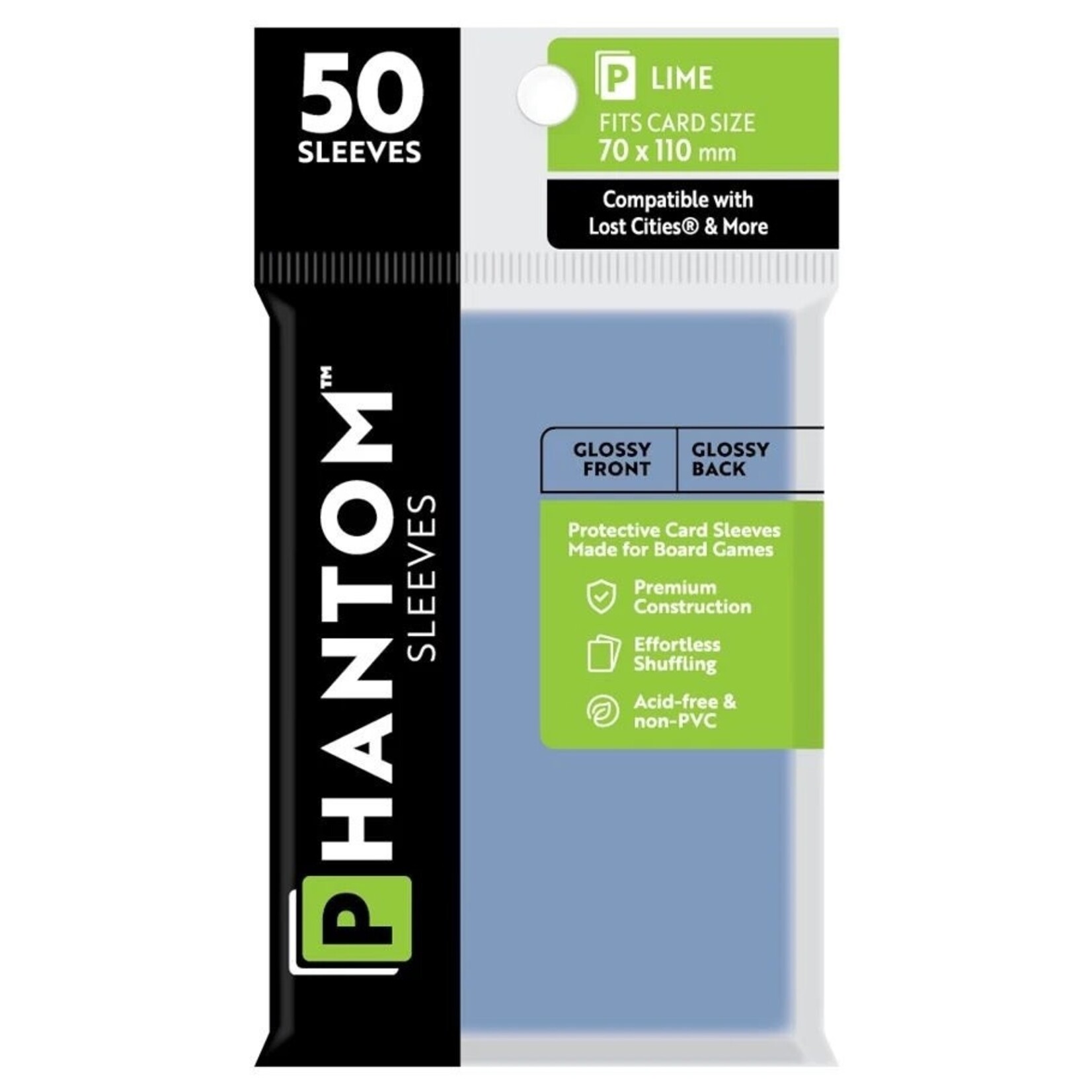 Phantom Sleeves Lime Sleeves (70mm x 110mm) - Gloss/Gloss (50)