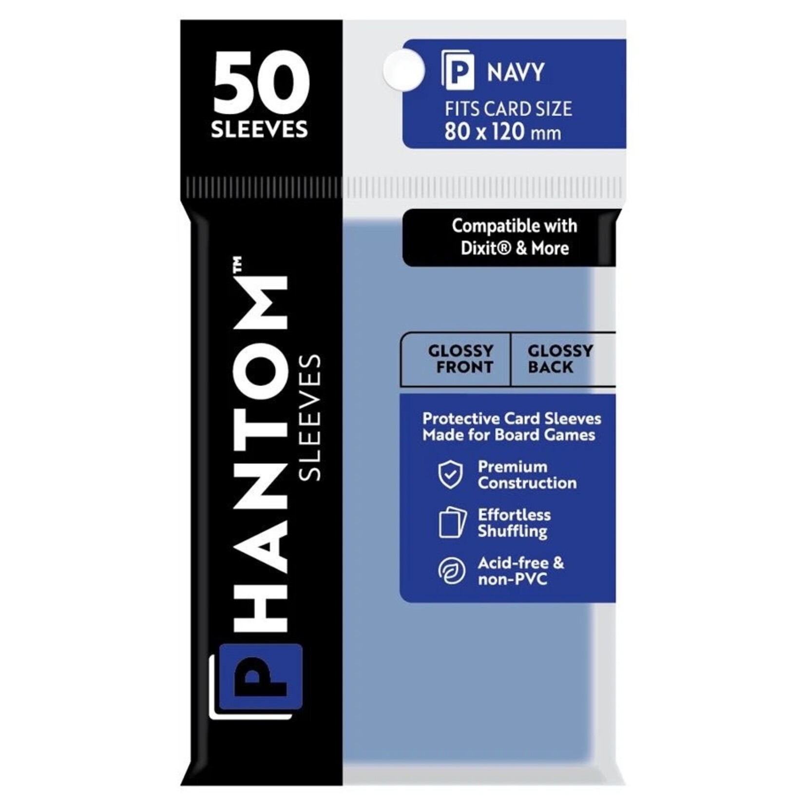 Phantom Sleeves Navy Sleeves (80mm x 120mm) - Gloss/Gloss (50)