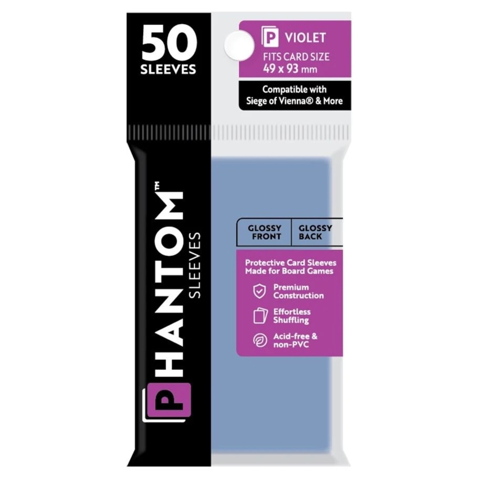 Phantom Sleeves Violet Sleeves (49mm x 93mm) - Gloss/Gloss (50)