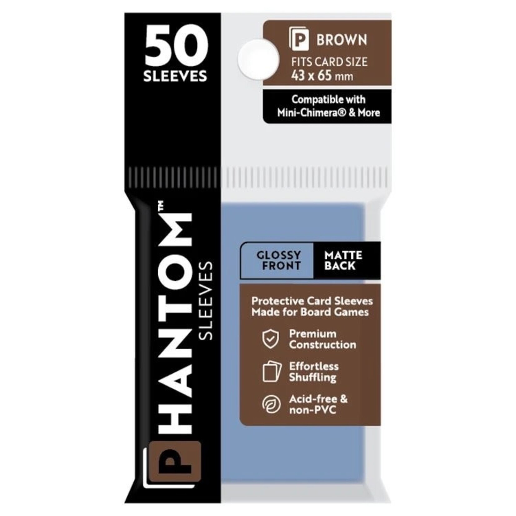 Phantom Sleeves Brown Sleeves (43mm x 65mm) - Gloss/Matte (50)