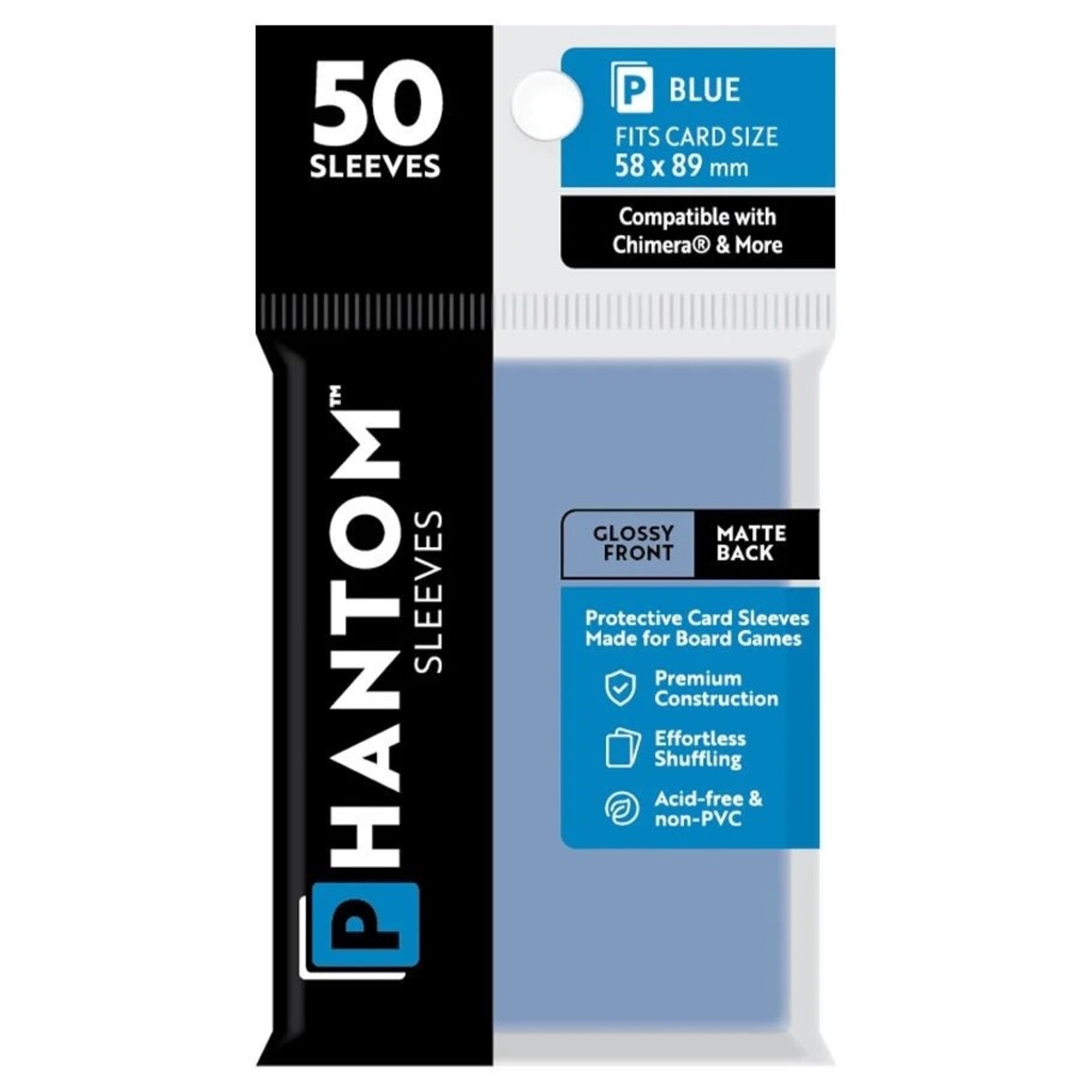 Phantom Sleeves Blue Sleeves (58mm x 89mm) - Gloss/Matte (50)