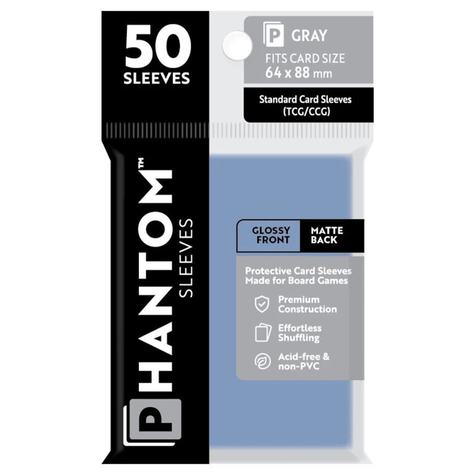 Phantom Sleeves Gray Sleeves (64mm x 88mm) - Gloss/Matte (50)