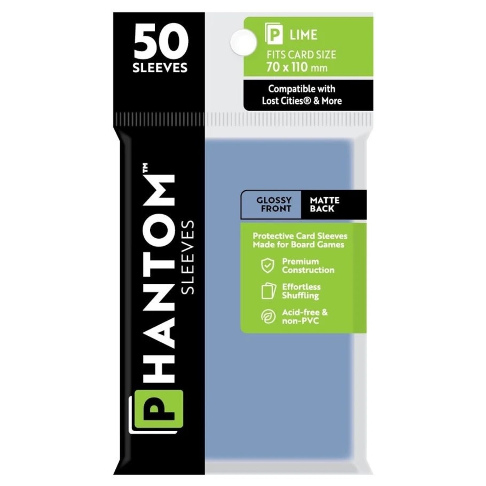Phantom Sleeves Lime Sleeves (70mm x 110mm) - Gloss/Matte (50)