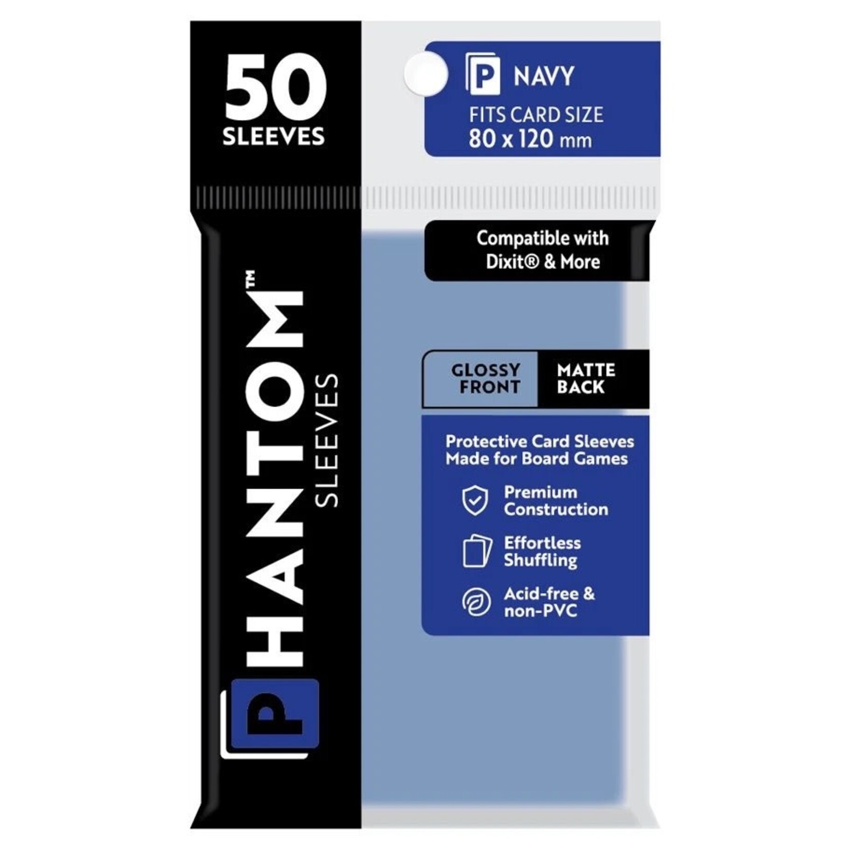 Phantom Sleeves Navy Sleeves (80mm x 120mm) - Gloss/Matte (50)