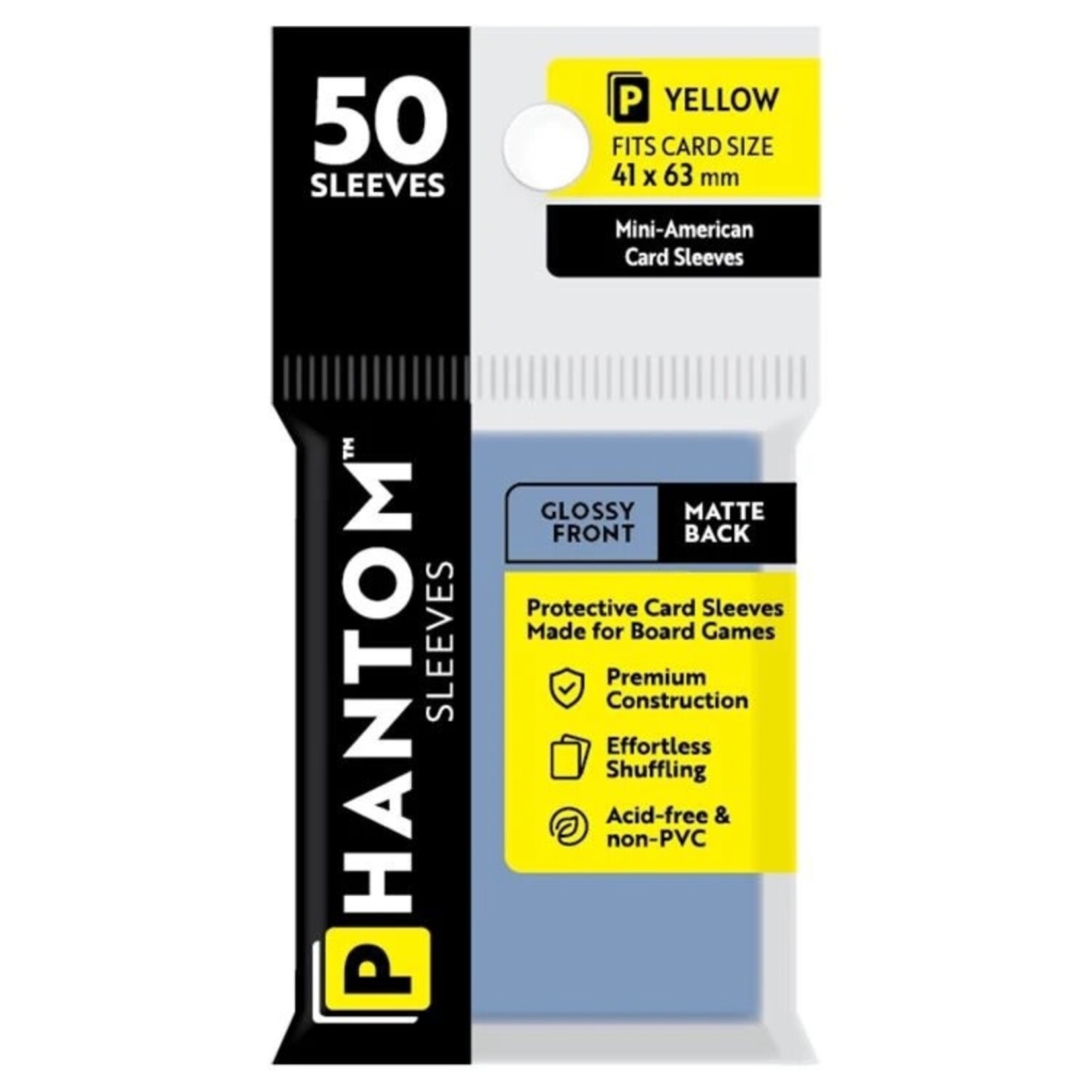 Phantom Sleeves Yellow Sleeves (41mm x 63mm) - Gloss/Matte (50)