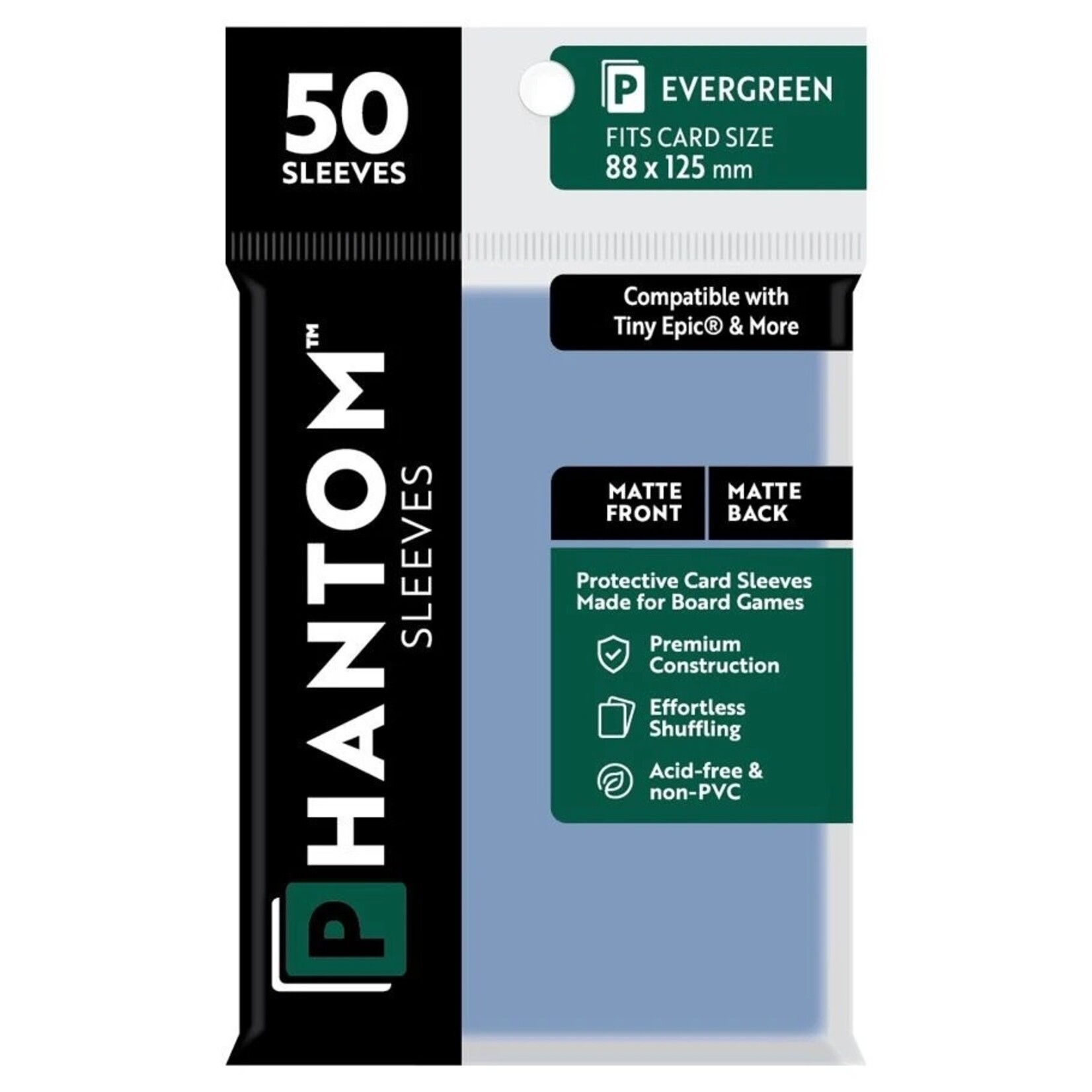 Phantom Sleeves Evergreen Sleeves (88mm x 125mm) - Matte/Matte (50)