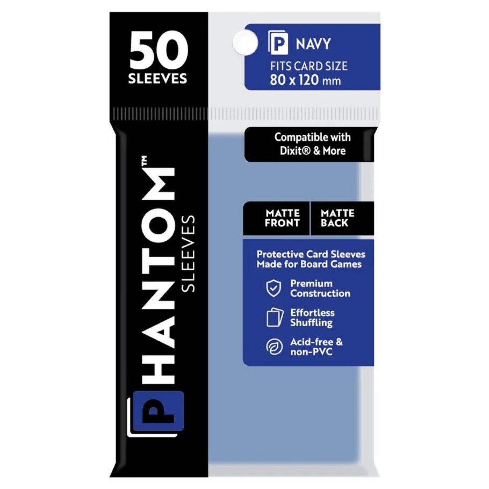 Phantom Sleeves Navy Sleeves (80mm x 120mm) - Matte/Matte (50)