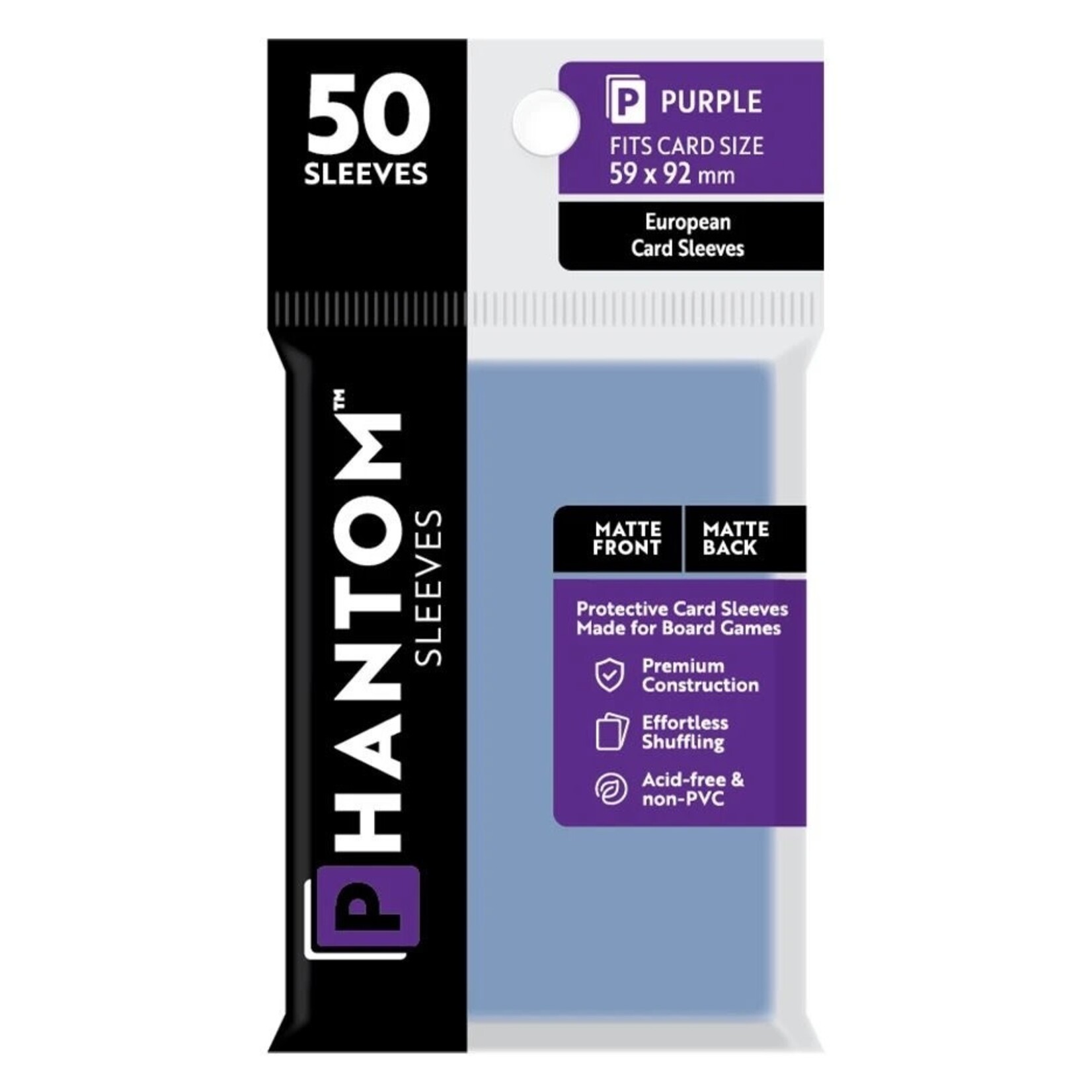 Phantom Sleeves Purple Sleeves (59mm x 92mm) - Matte/Matte (50)
