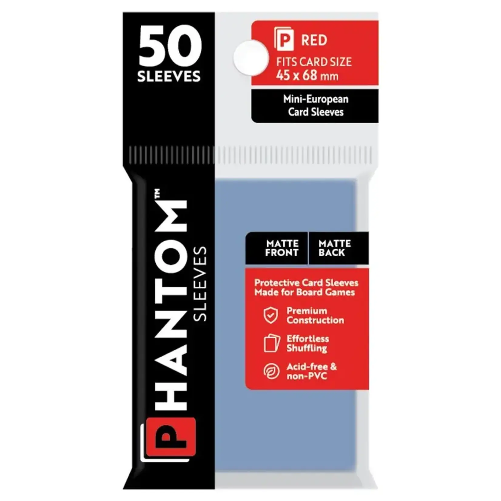 Phantom Sleeves Red Sleeves (45mm x 68mm) - Matte/Matte (50)
