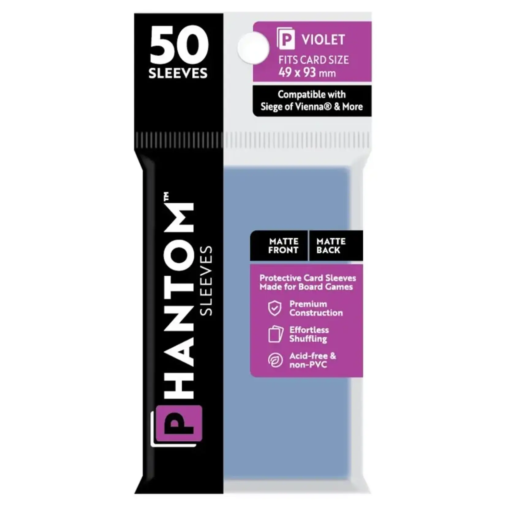 Phantom Sleeves Violet Sleeves (49mm x 93mm) - Matte/Matte (50)
