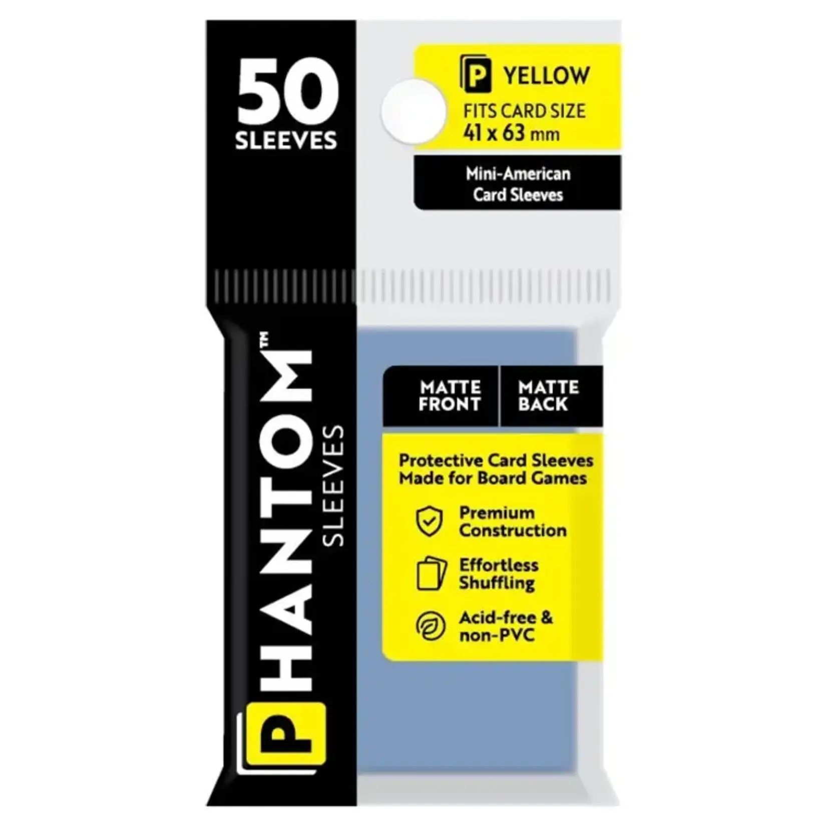 Phantom Sleeves Yellow Sleeves (41mm x 63mm) - Matte/Matte (50)