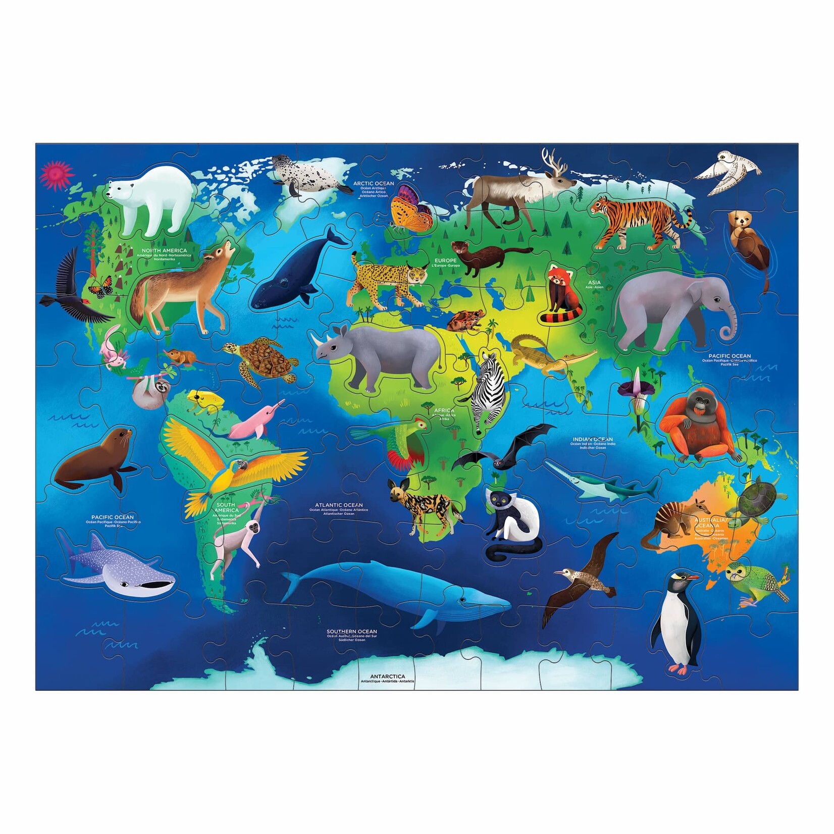 Mudpuppy Geography Puzzle - Endangered Species Around the World 80 Piece Puzzle