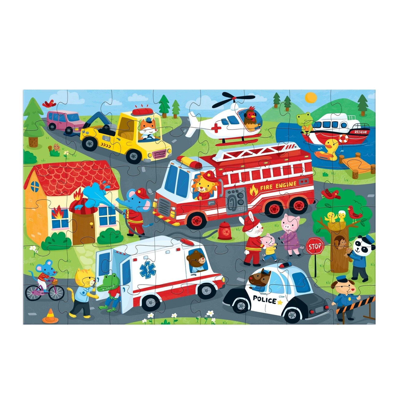 Mudpuppy Floor Puzzle - Rescue Vehicles 48 Piece Puzzle