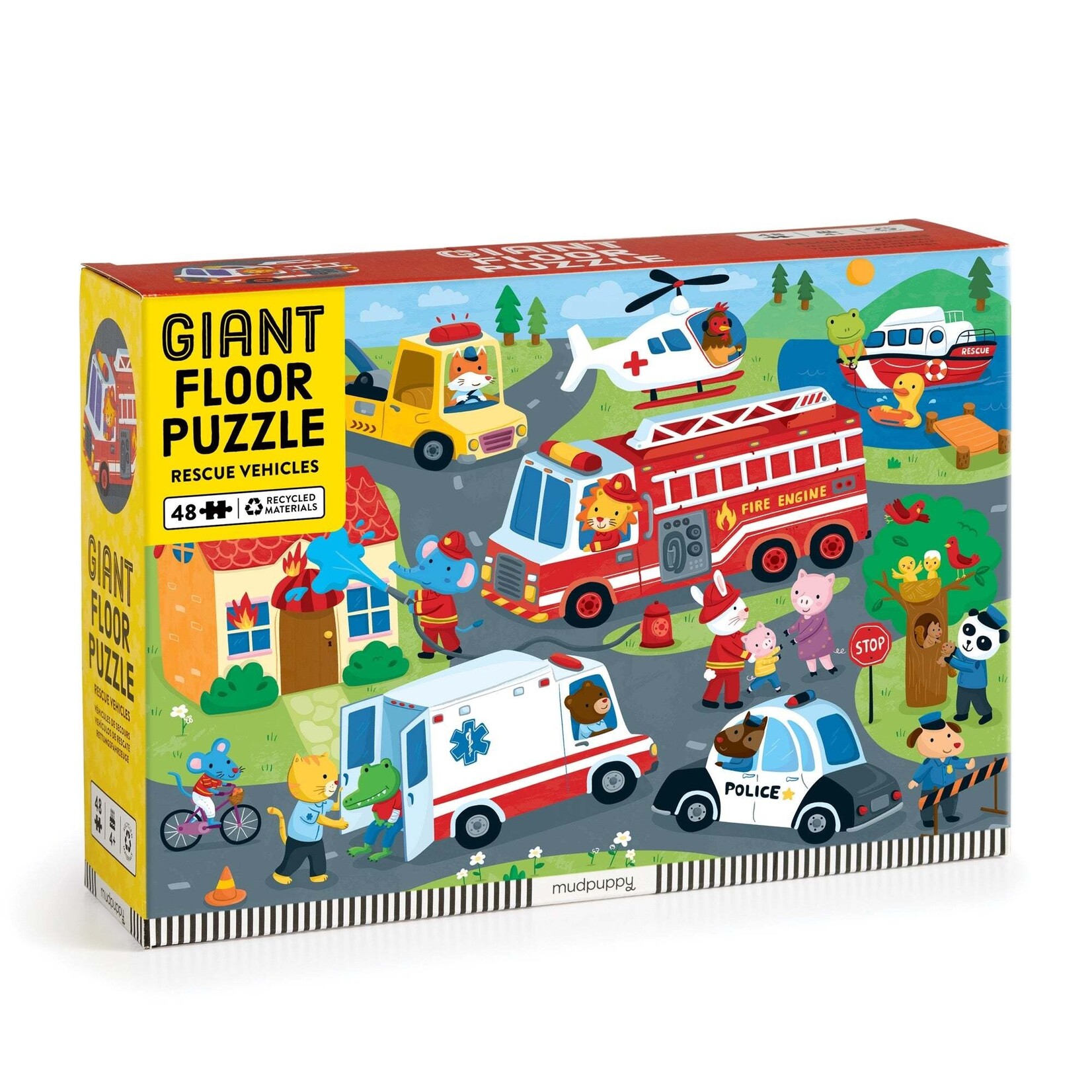 Mudpuppy Floor Puzzle - Rescue Vehicles 48 Piece Puzzle