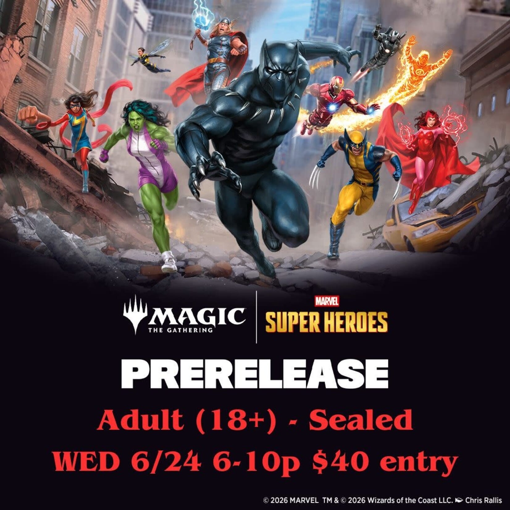 Wizards of the Coast Marvel Super Heroes Prerelease for Adults - Wednesday 6/24
