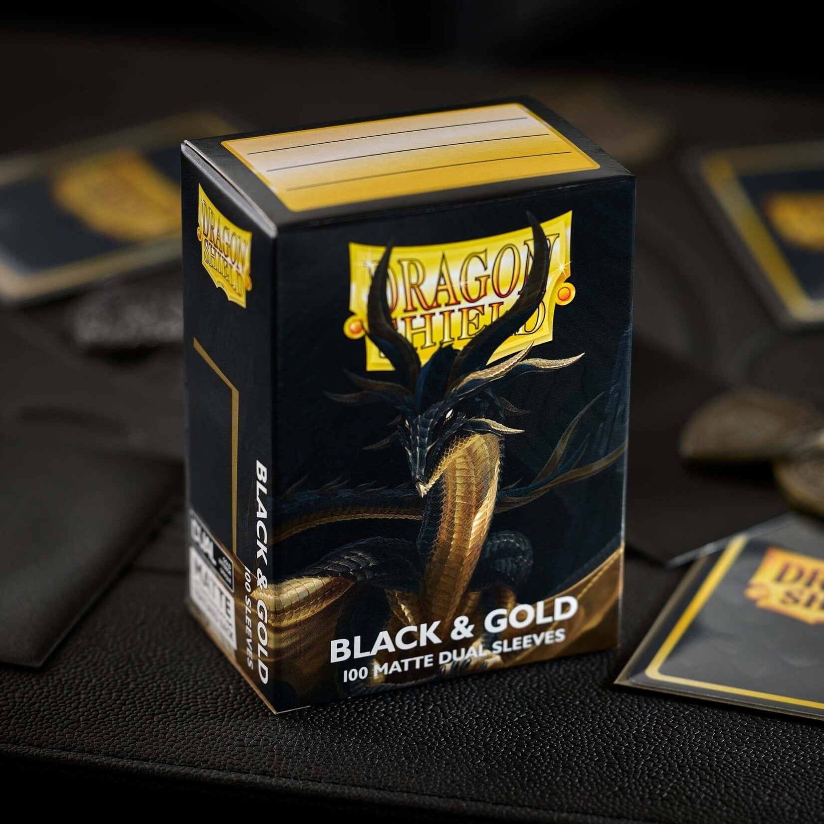Dragon Shield Standard Size Matte Dual Sleeves - Black & Gold (100ct)