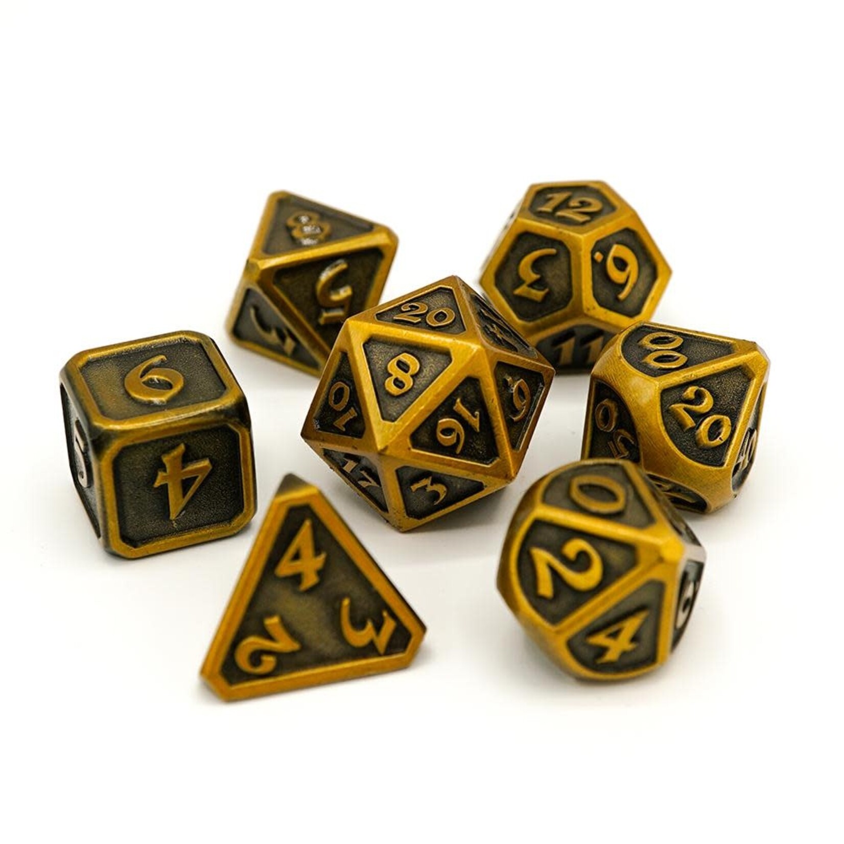 Die Hard Dice 7 Piece RPG Set - Mythica Battleworn Gold