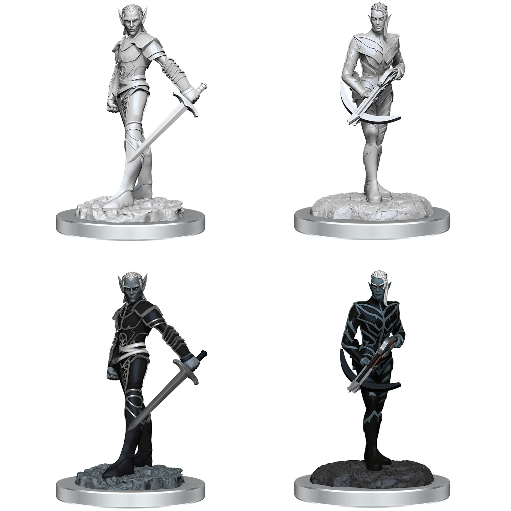 WizKids D&D Nolzur's Marvelous Miniatures: Drow Fighters, Male - Wave 18