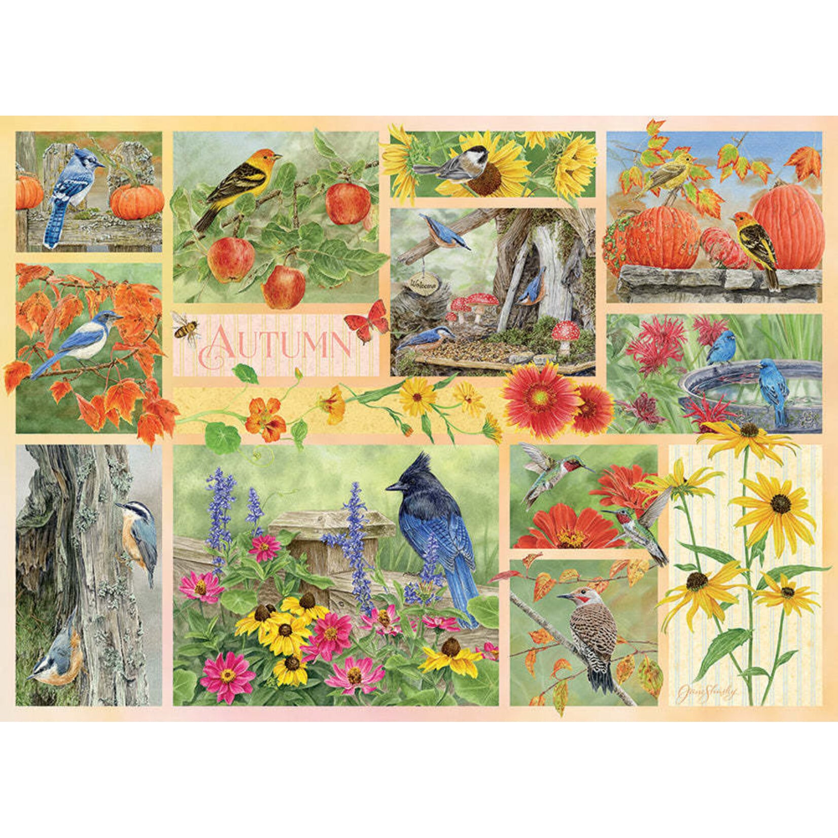 Cobble Hill Garden Birds in Autumn 500 Piece Puzzle